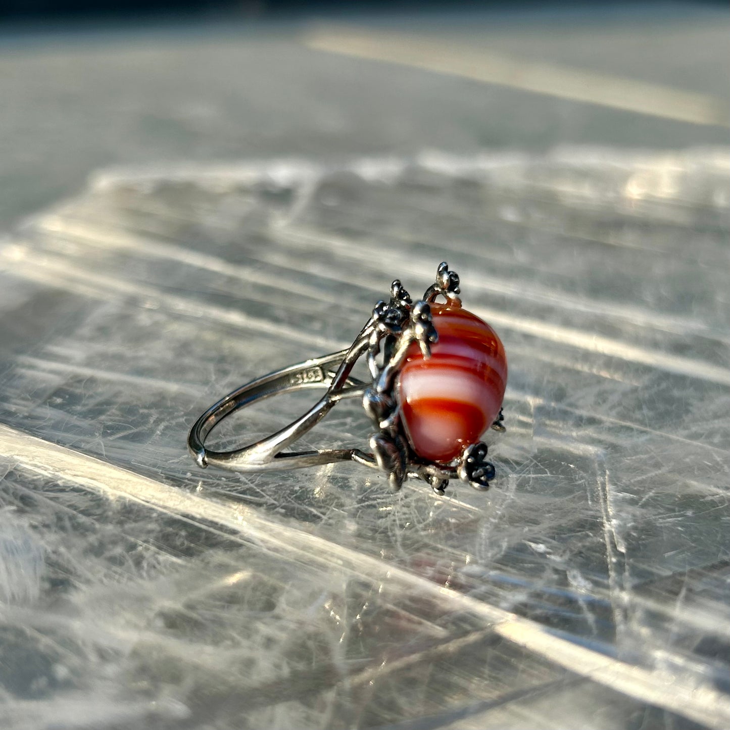 Adjustable Carnelian 925 Ring