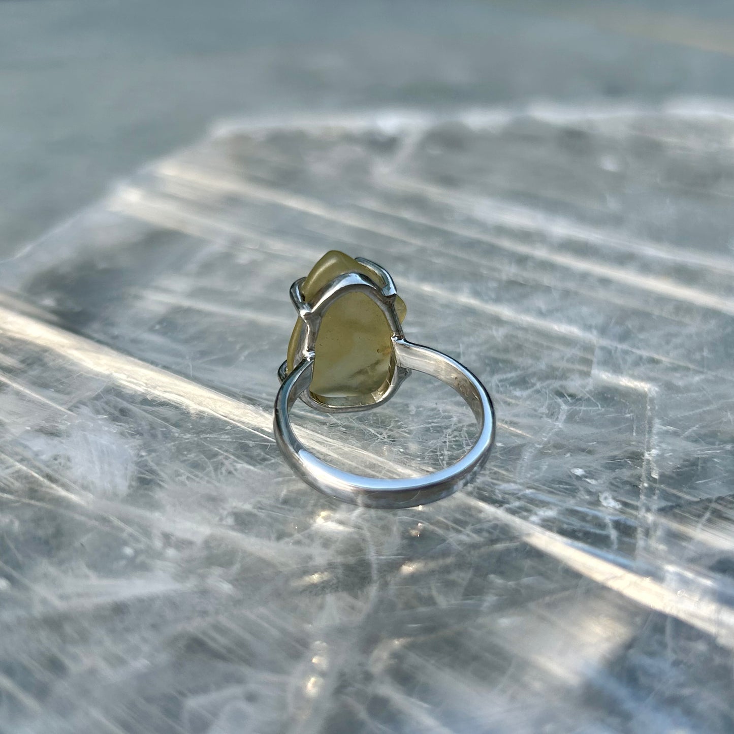 925 Libyan Desert Glass Ring Size M
