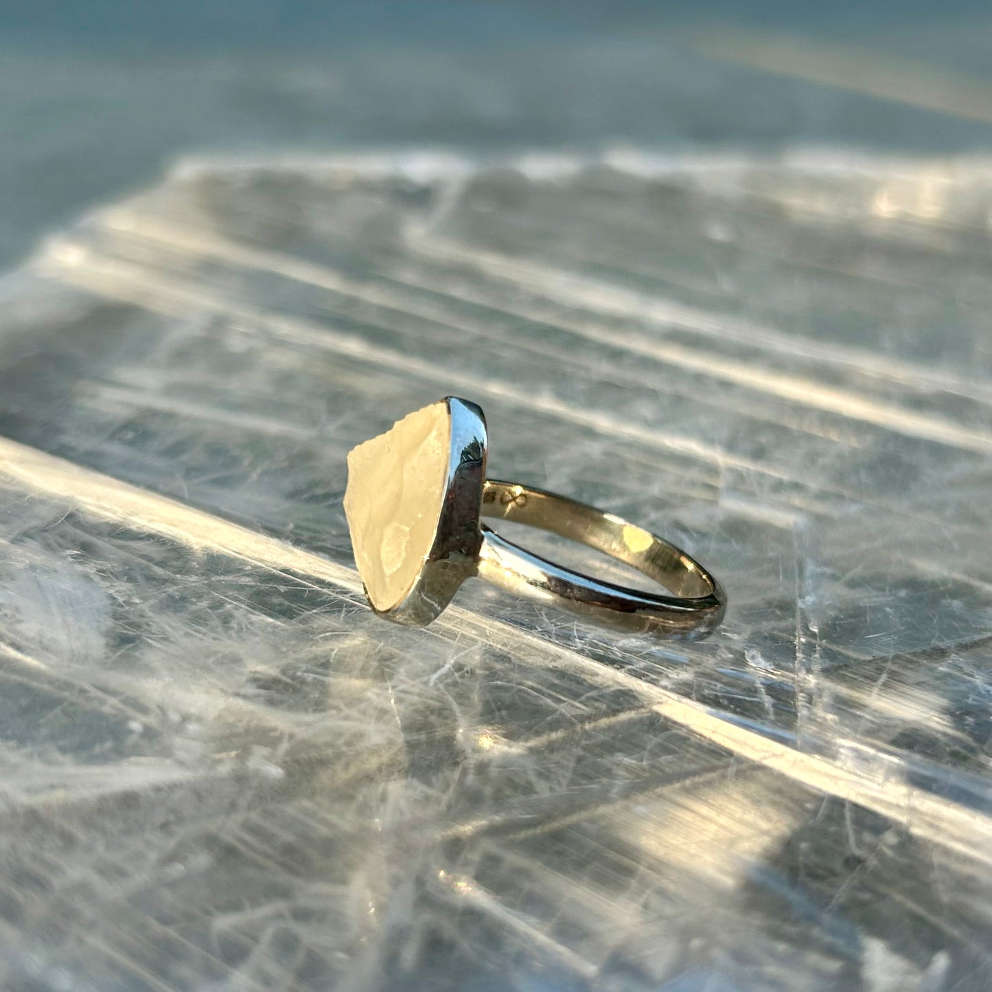 925 Libyan Desert Glass Ring Size P