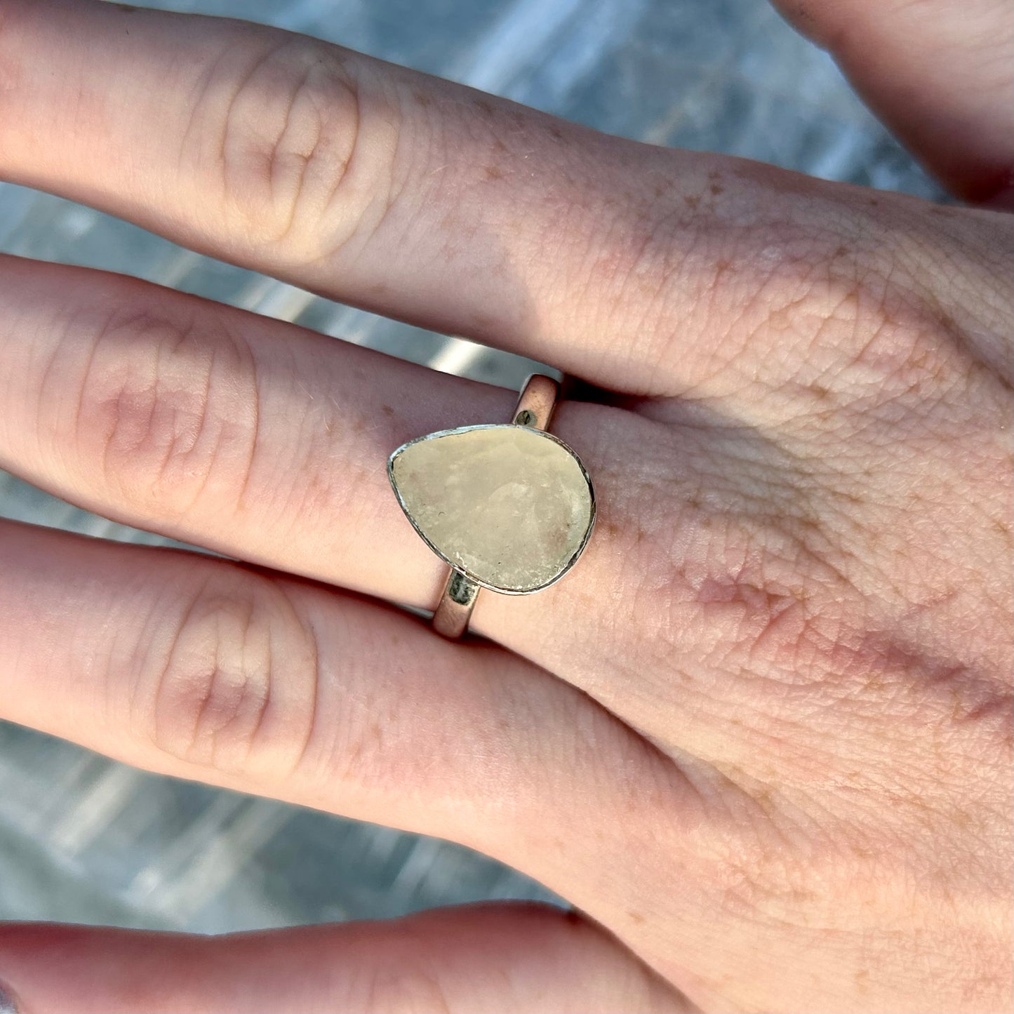 925 Libyan Desert Glass Ring Size P