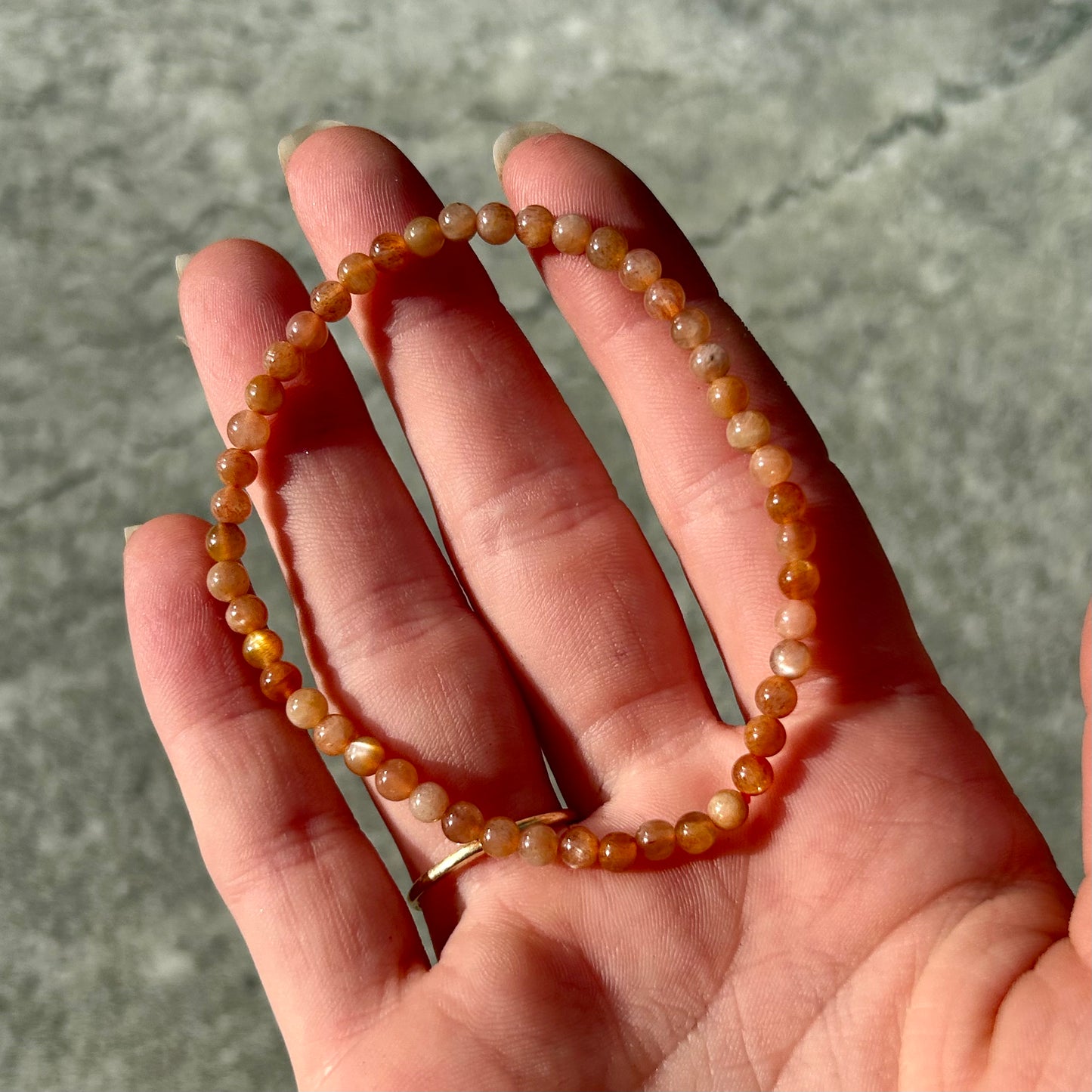 Facted Cut Sunstone Bracelet 4mm