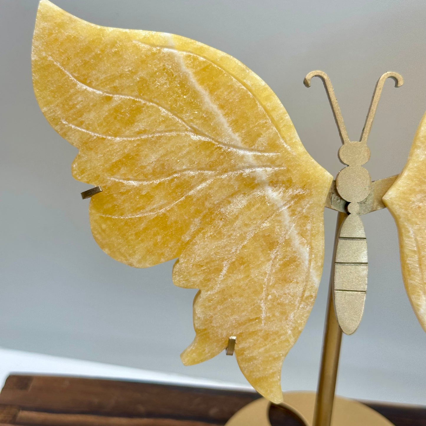 Orange Calcite Butterfly Wings On Stand