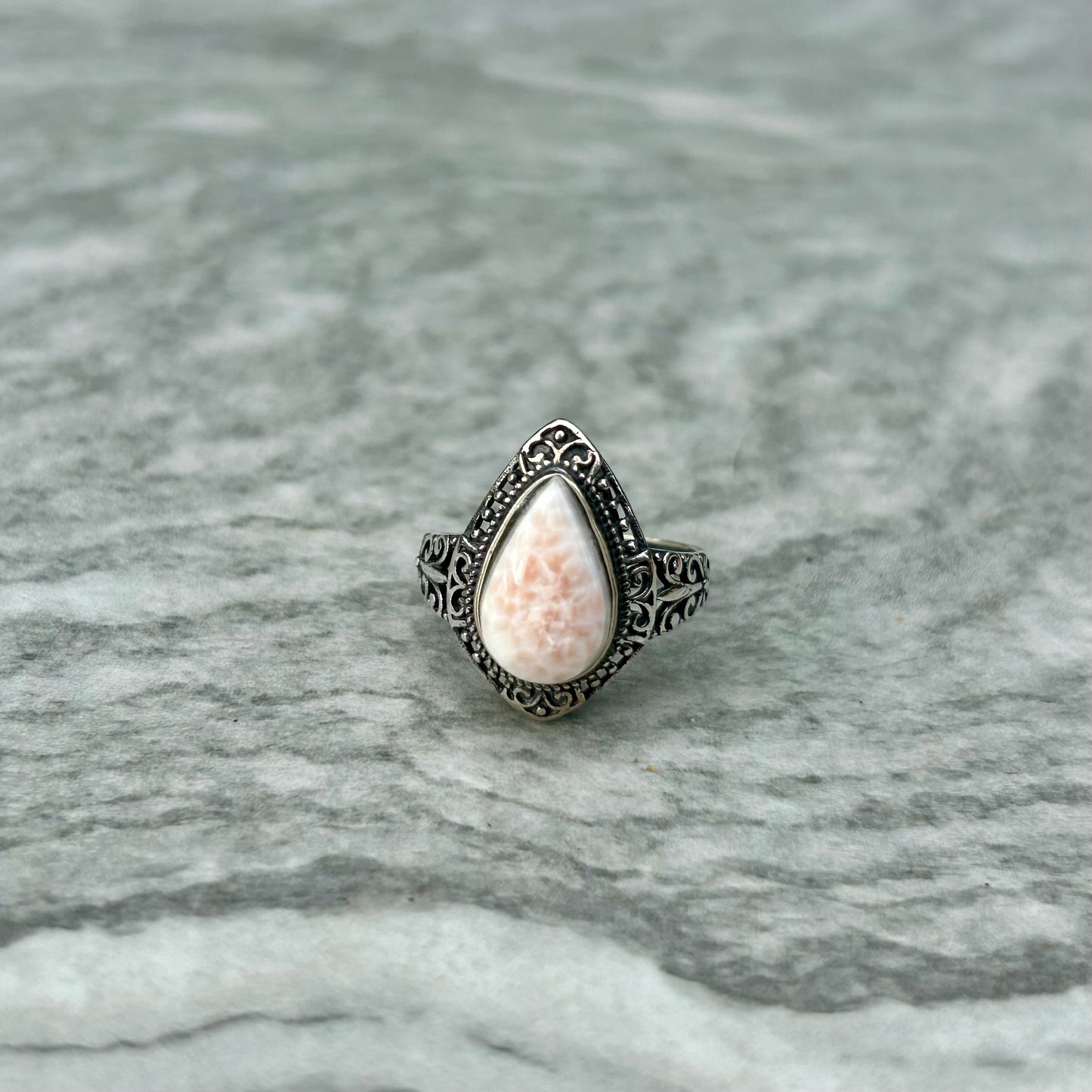 Adjustable Pink Larimar 925 Rings Style 2