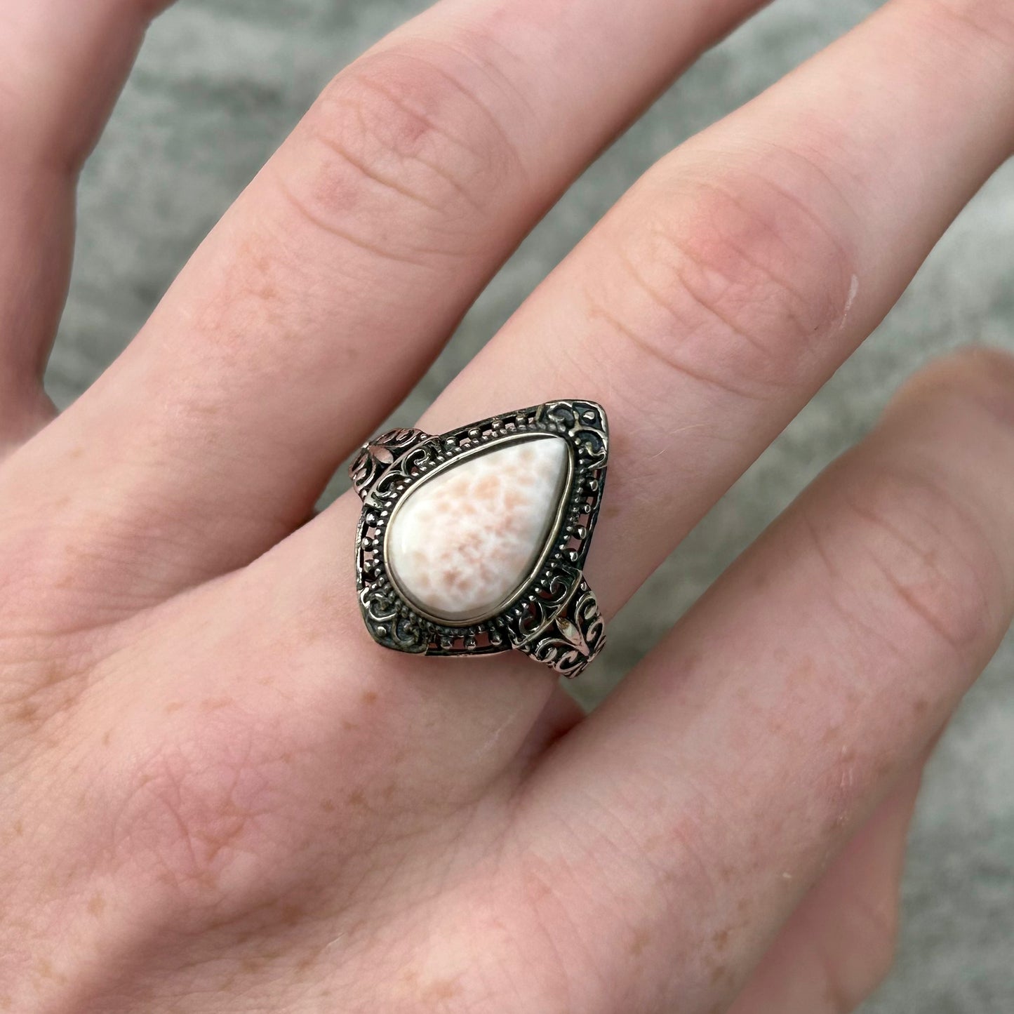 Adjustable Pink Larimar 925 Rings Style 2