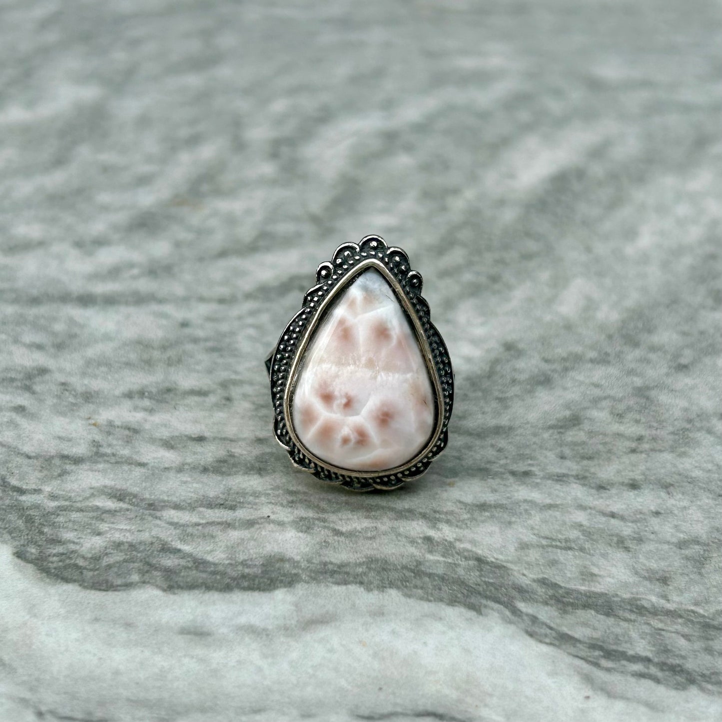 Adjustable Pink Larimar 925 Rings Style 1