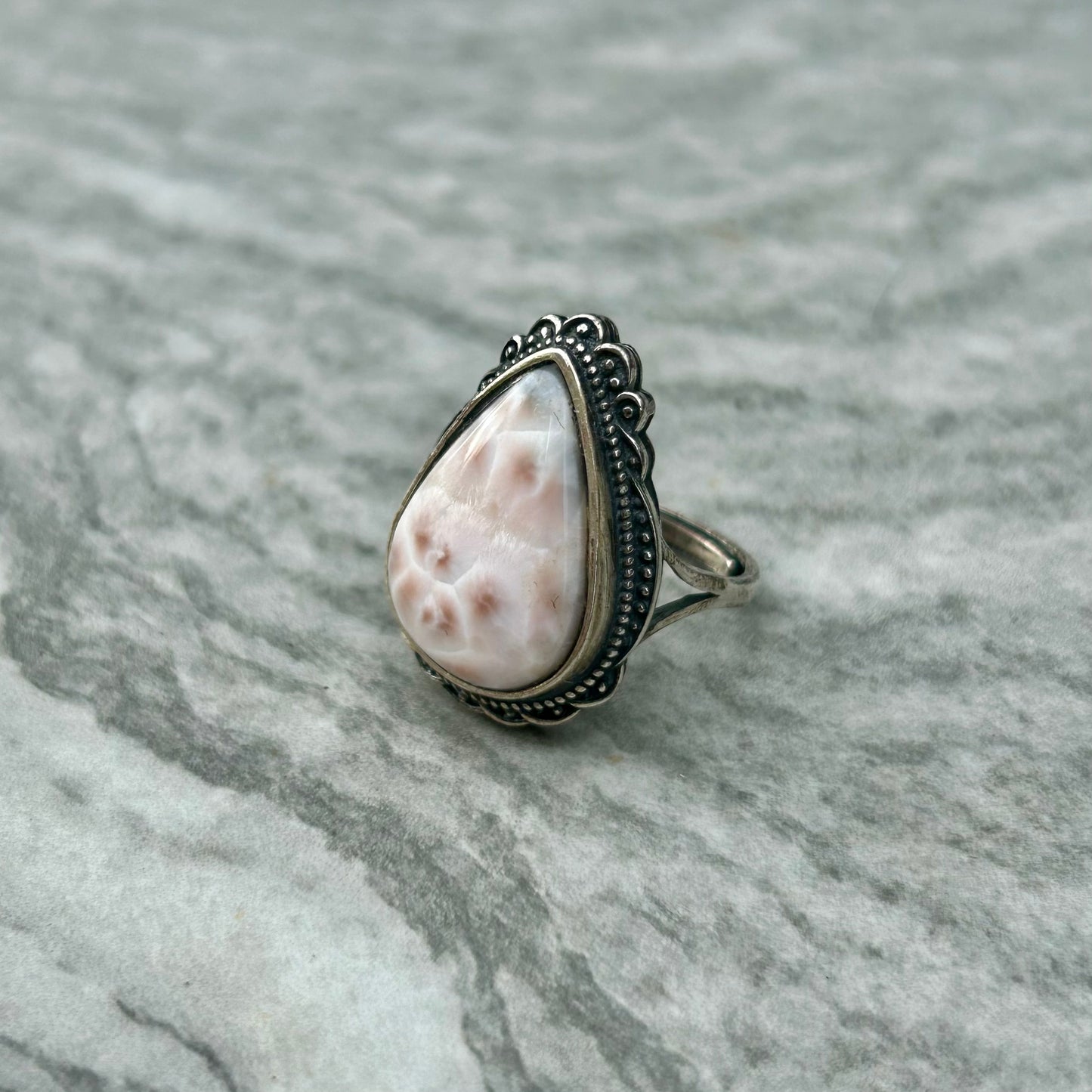 Adjustable Pink Larimar 925 Rings Style 1