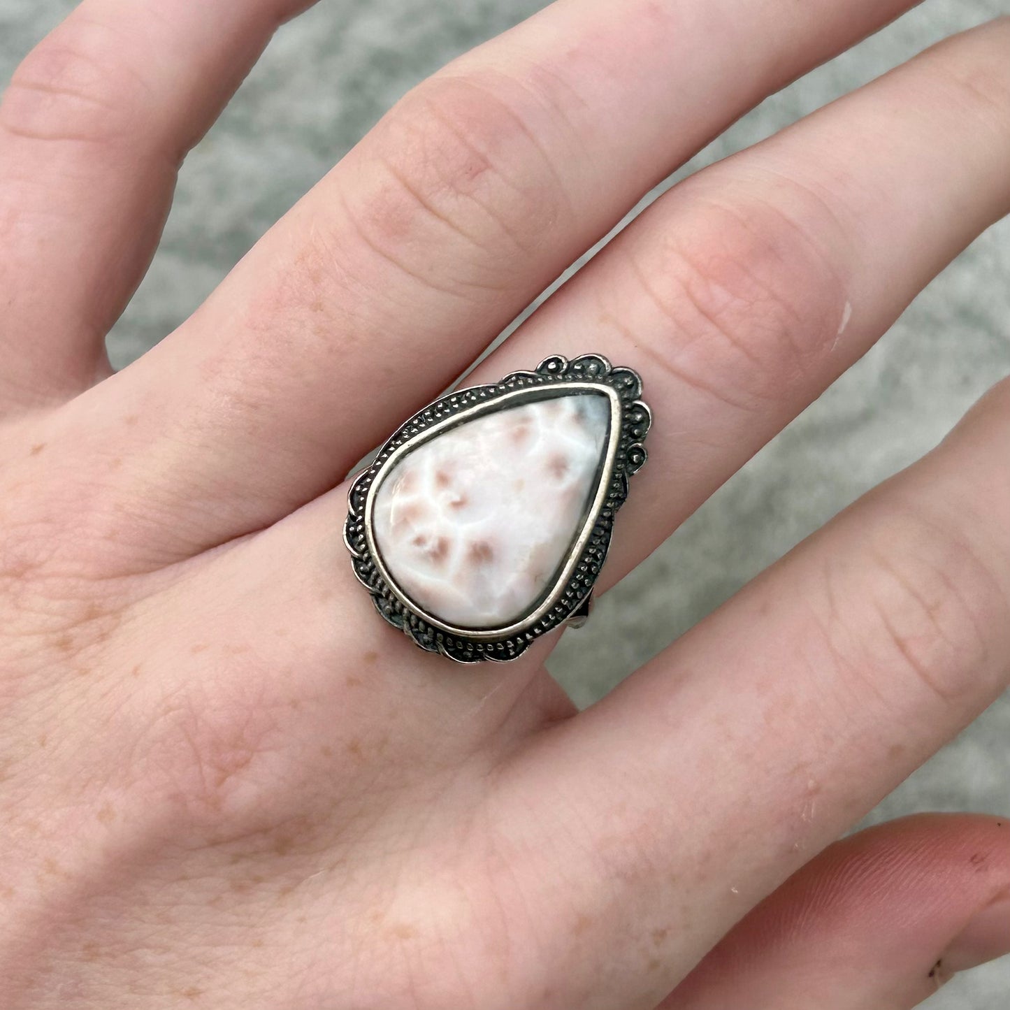 Adjustable Pink Larimar 925 Rings Style 1