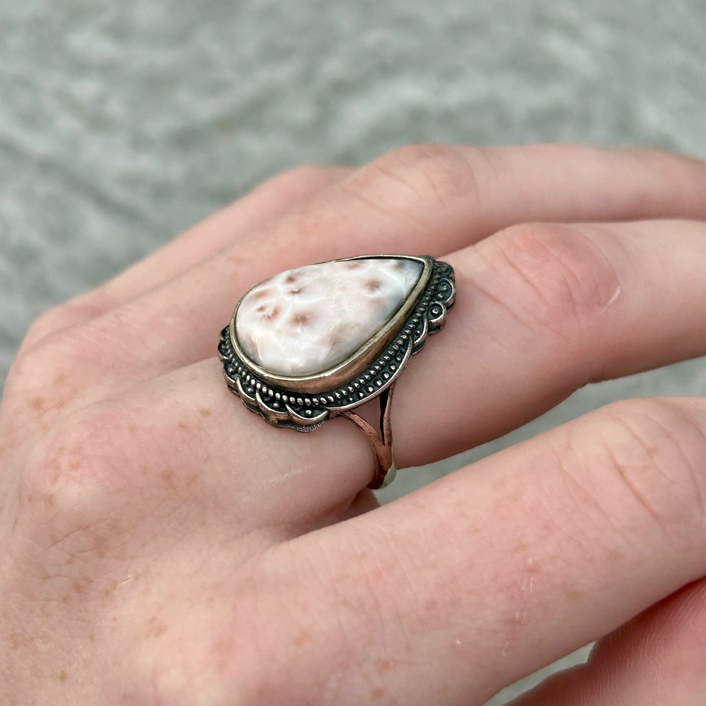 Adjustable Pink Larimar 925 Rings Style 1