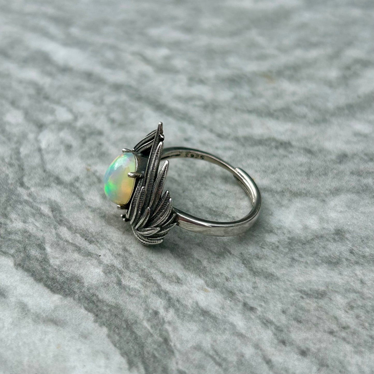 Adjustable Opal 925 Ring