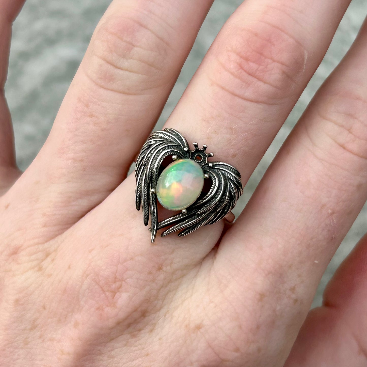 Adjustable Opal 925 Ring