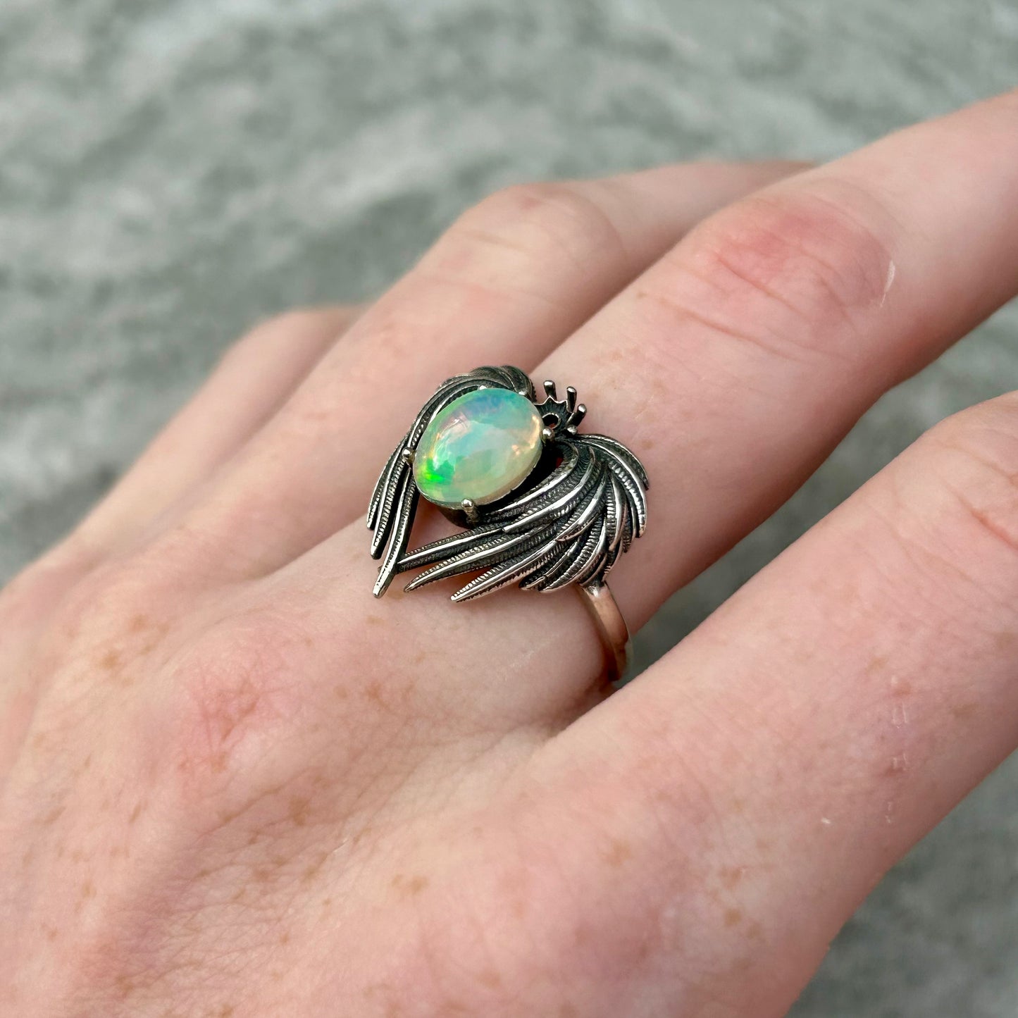 Adjustable Opal 925 Ring