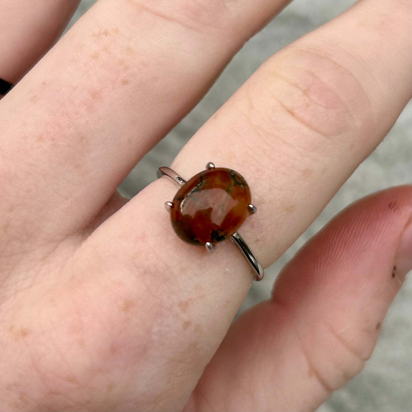 Red Moss Agate & Carnelian Rings