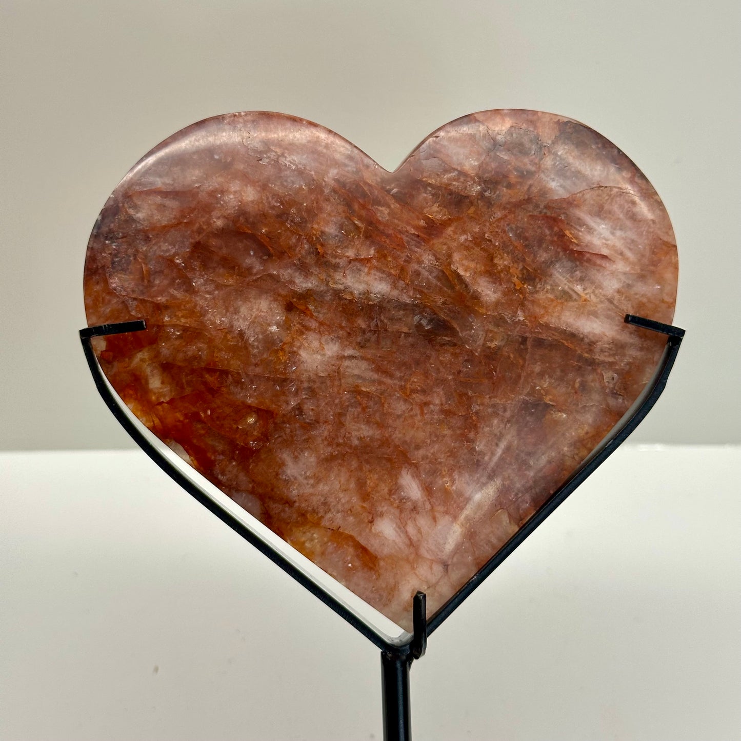 Fire Quartz Heart On Stand
