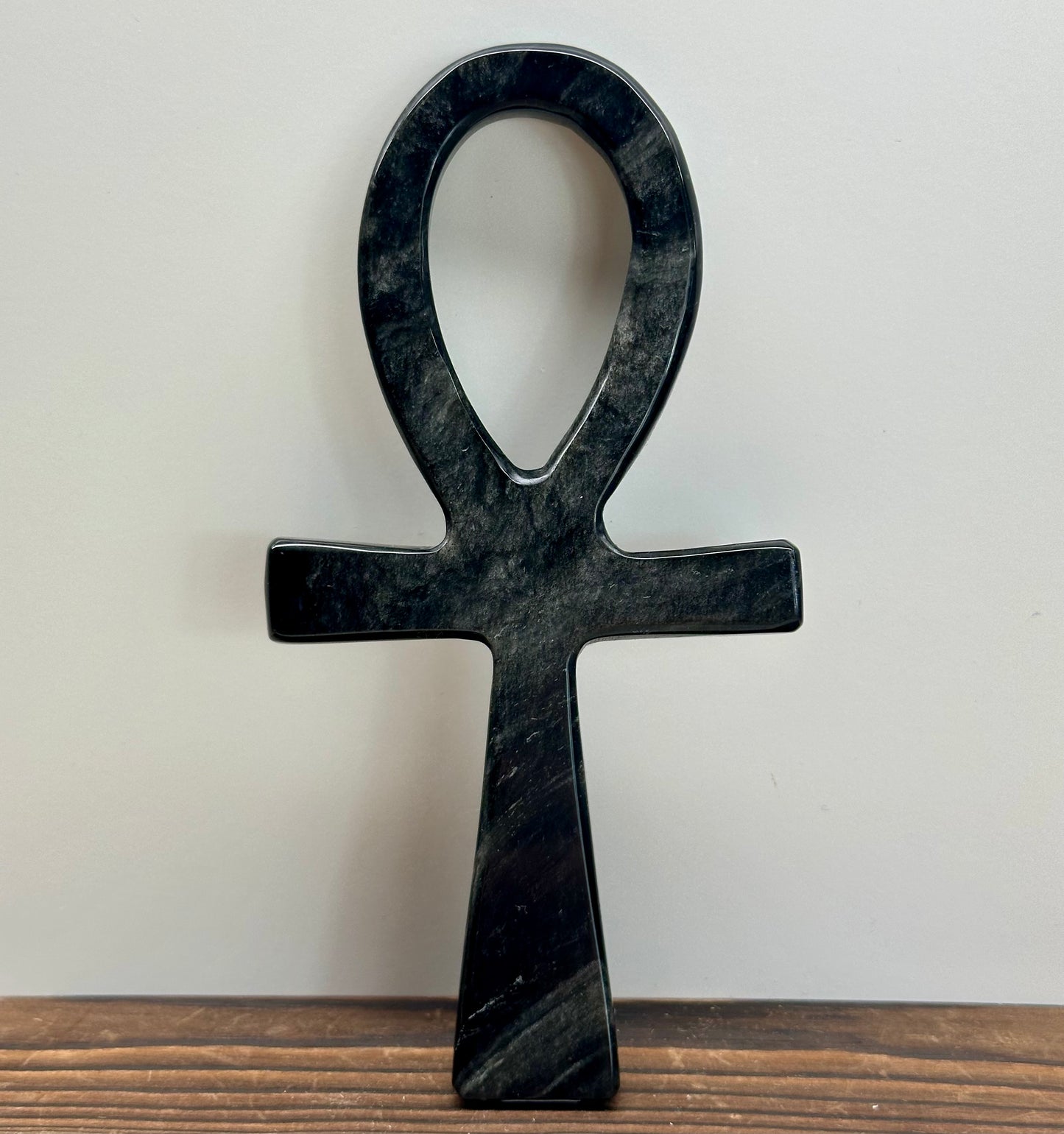 Silver Sheen Obsidian ANKH