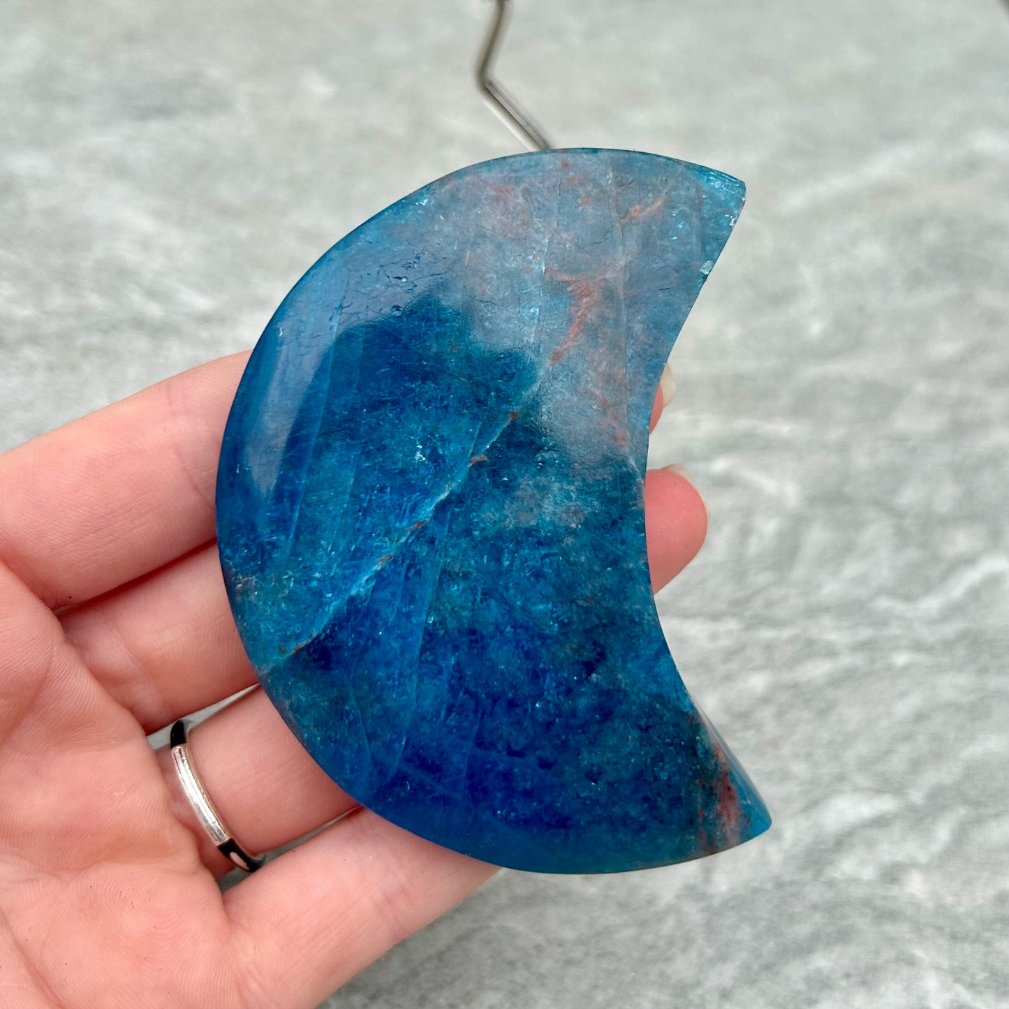Blue Apatite Moon On Stand