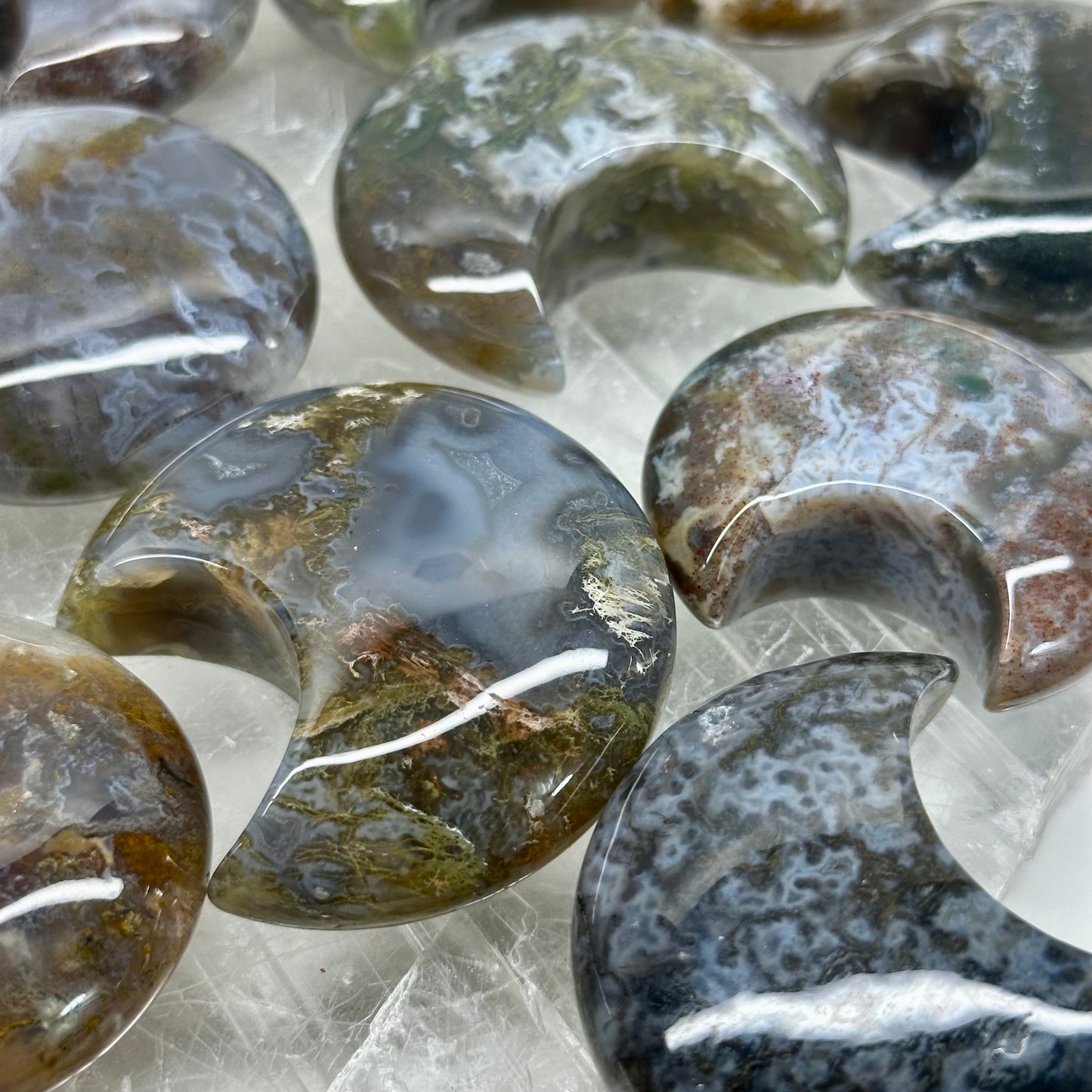 Moss Agate Mini Moons