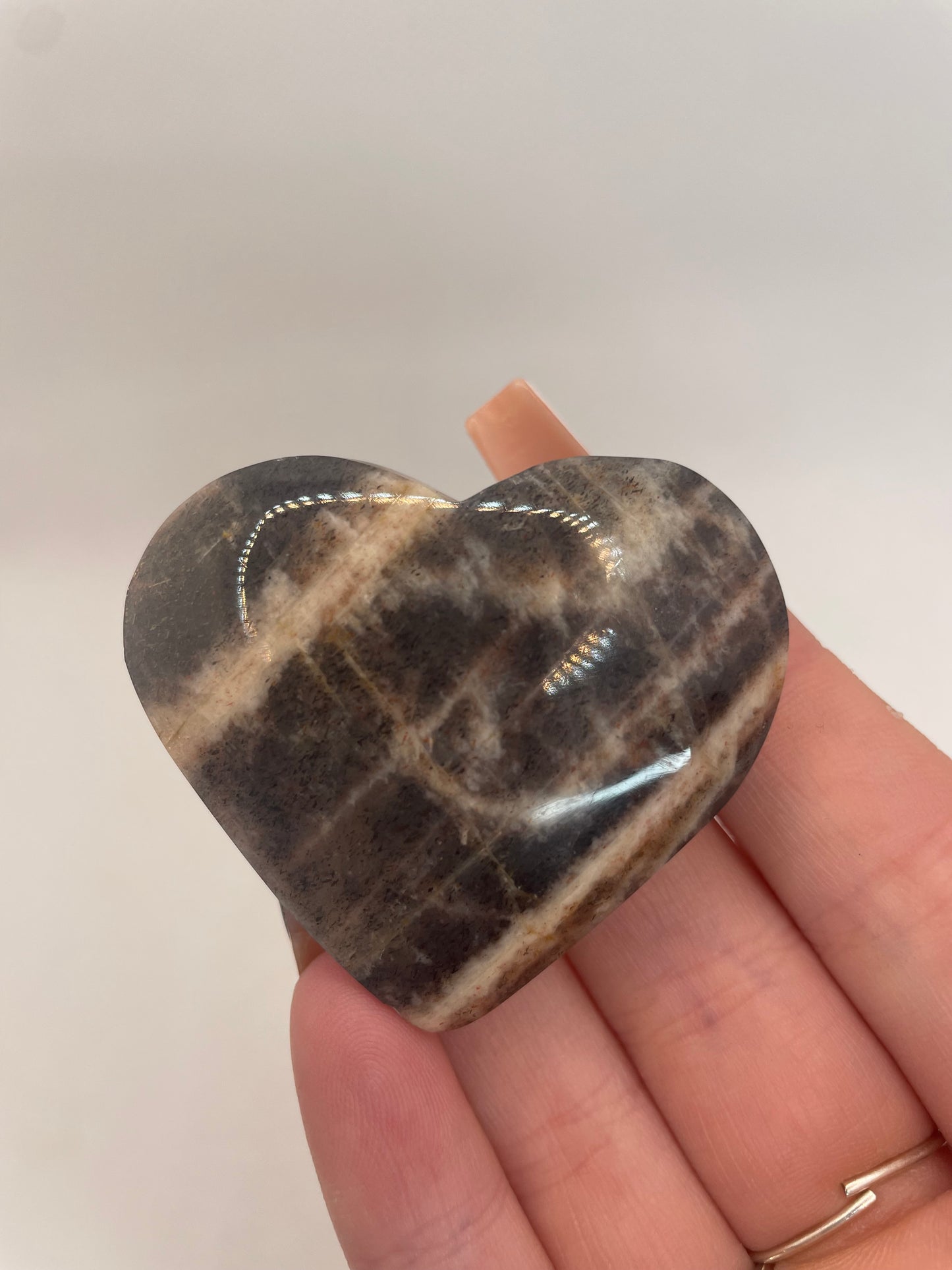 Black MoonStone & Sunstone Hearts
