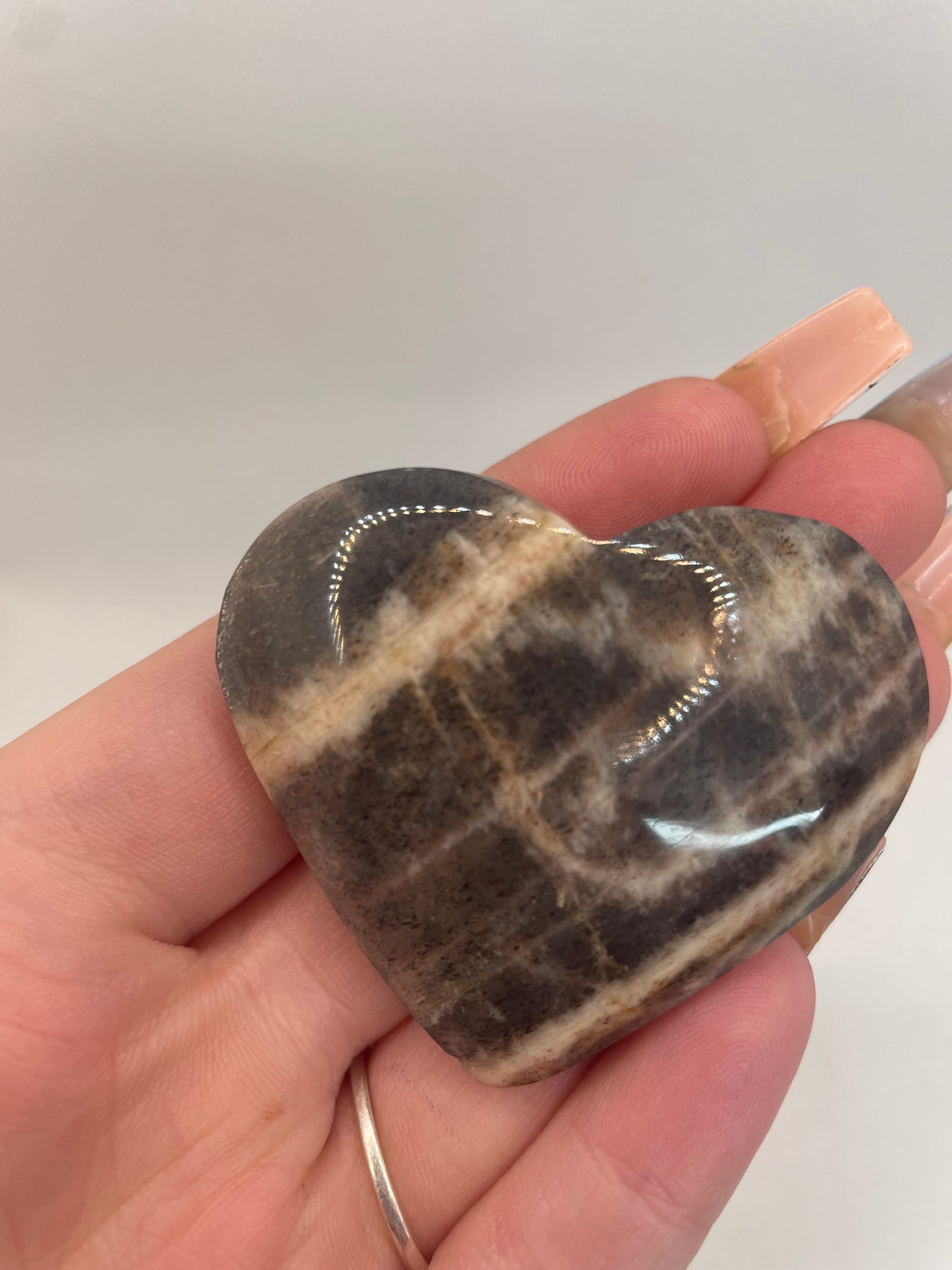 Black MoonStone & Sunstone Hearts