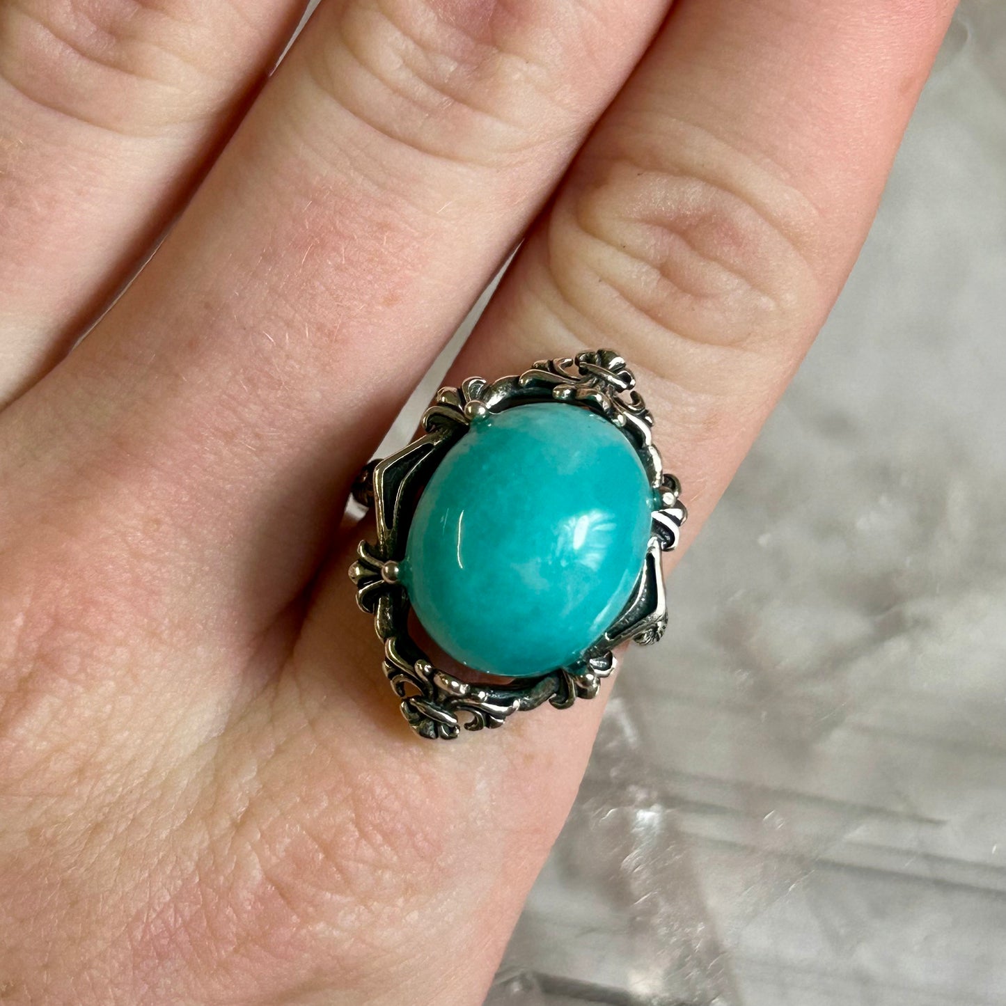 Adjustable Silver Amazonite Ring