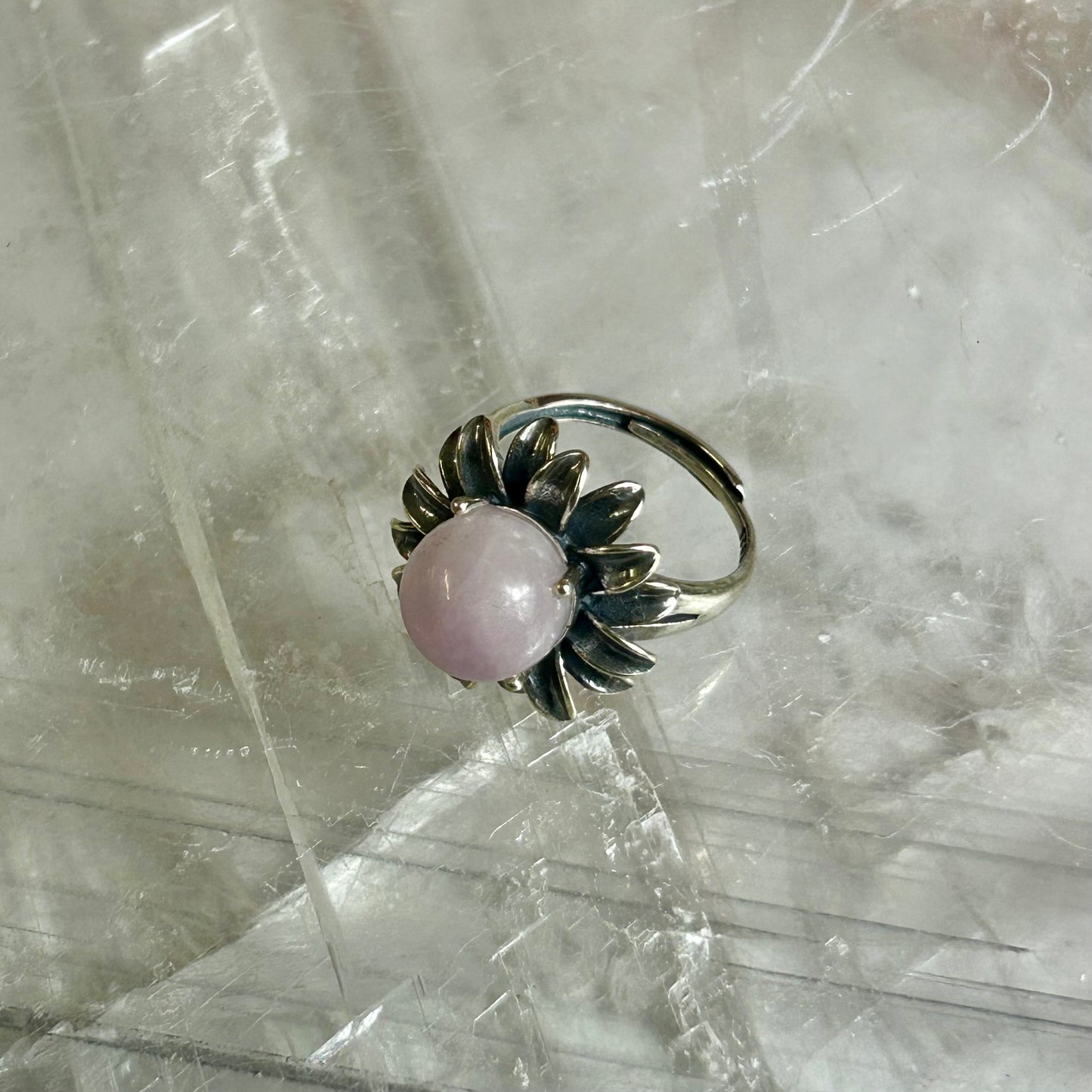 925 Siver Adjustable Rose Quartz Ring