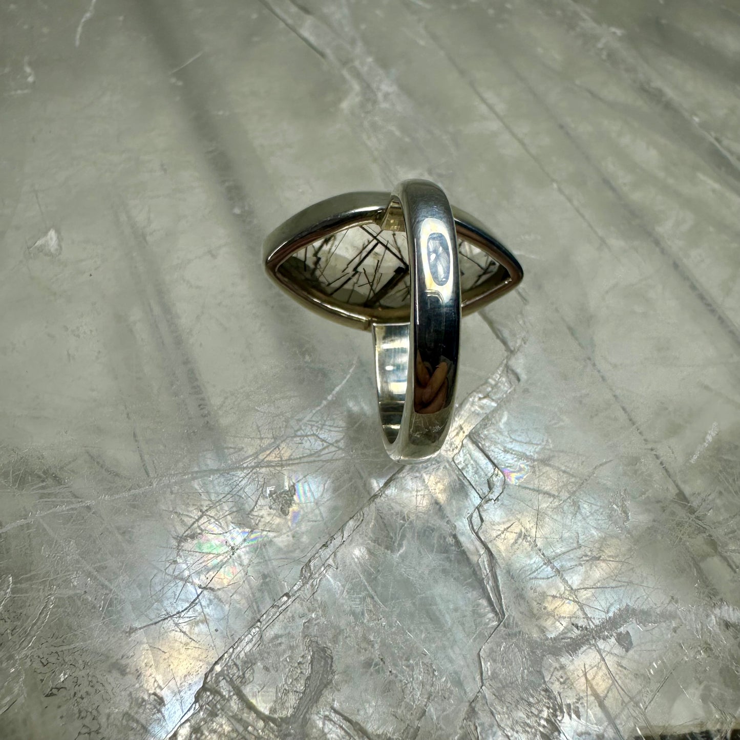 Quartz & Tourmaline Ring Size M