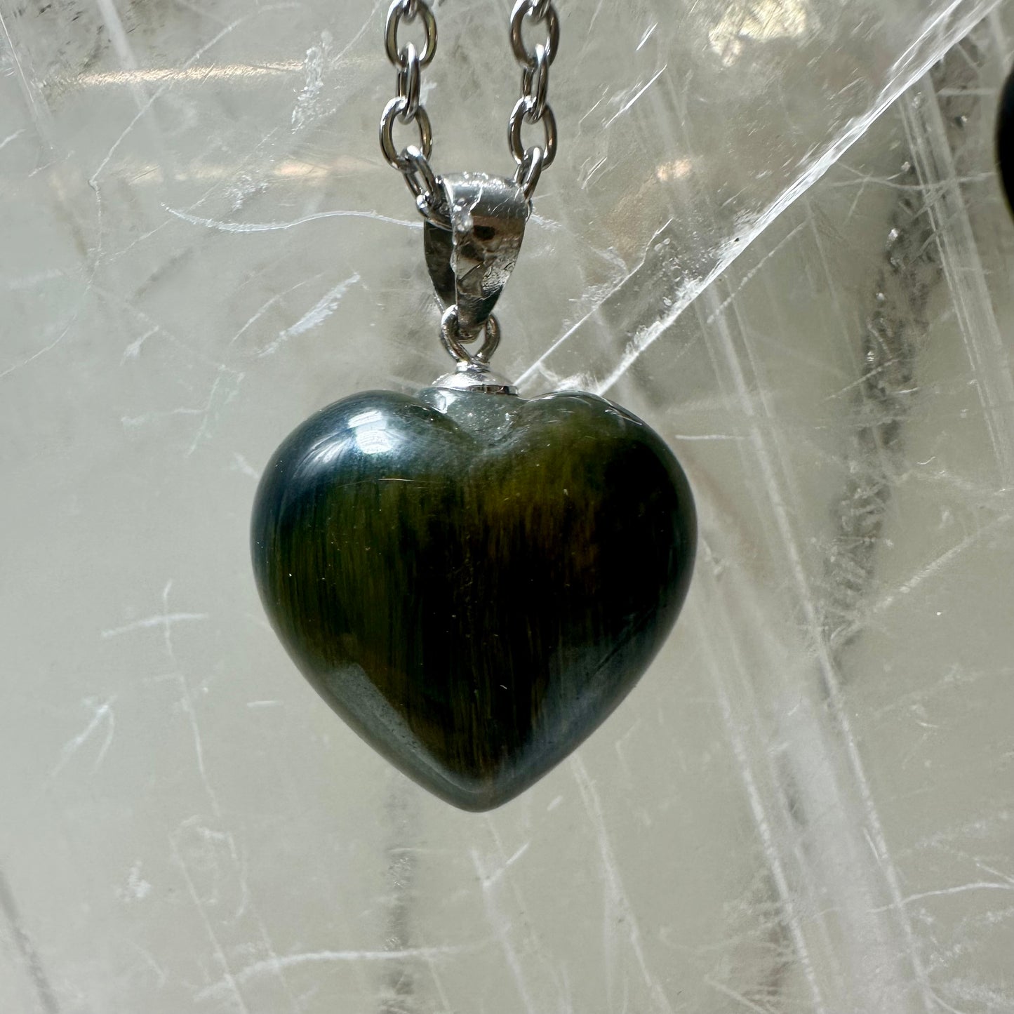 925 Blue Tigers Eye Heart Pendants