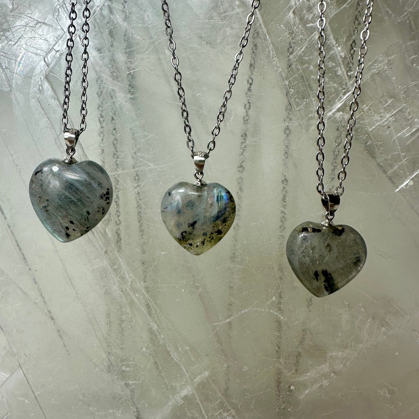 Labradorite 925 Heart Mini Pendants