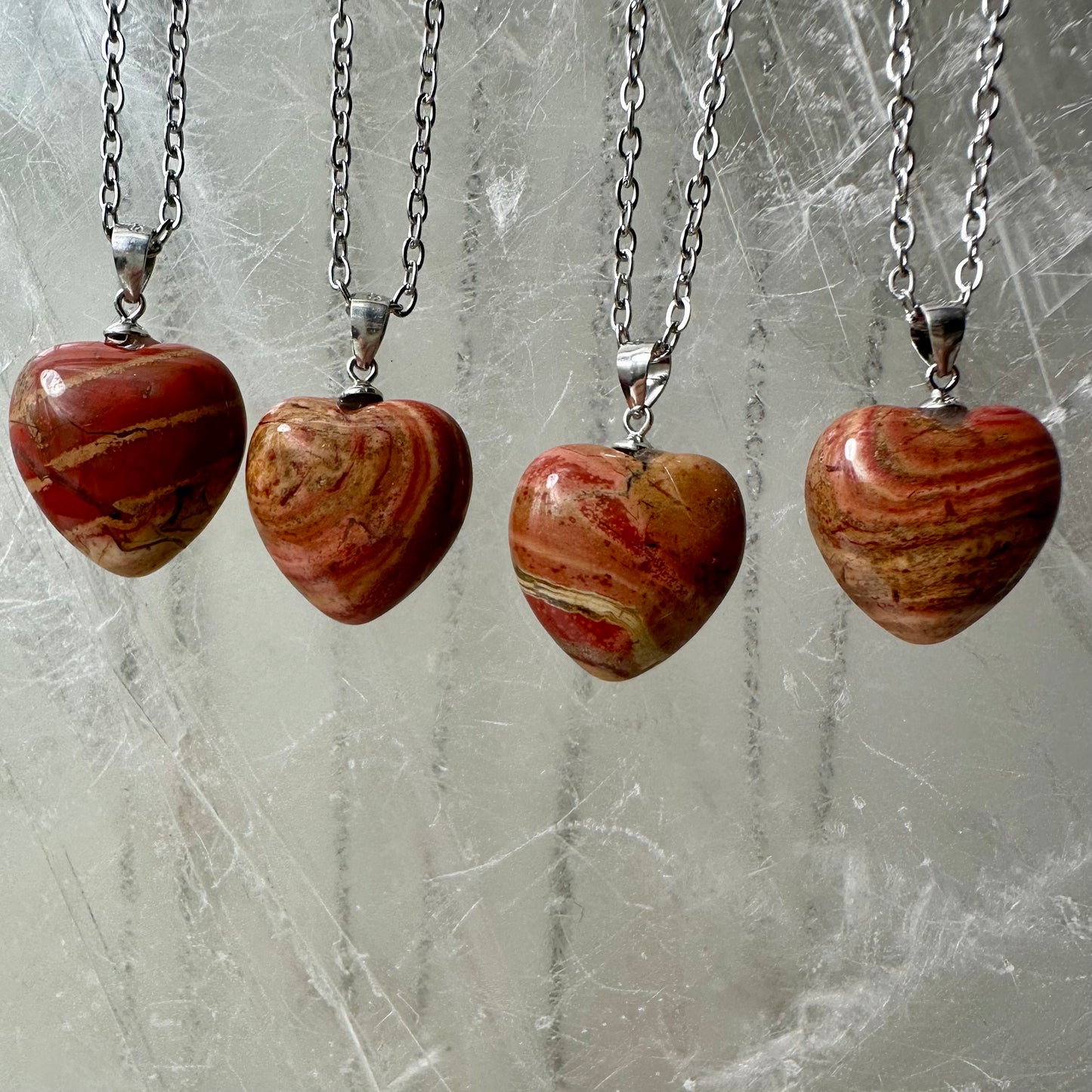 Red Jasper 925 Heart Pendants 2cm