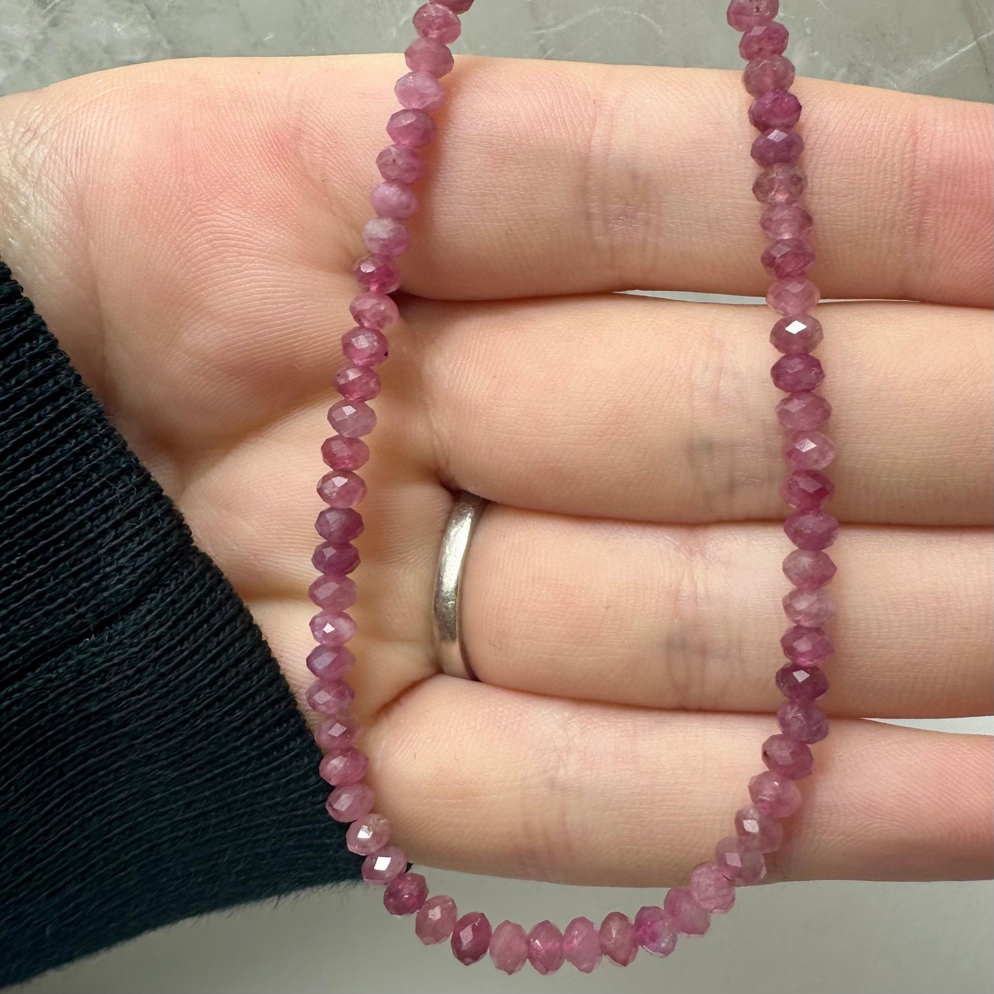 Pink Tourmaline Beaded Necklace