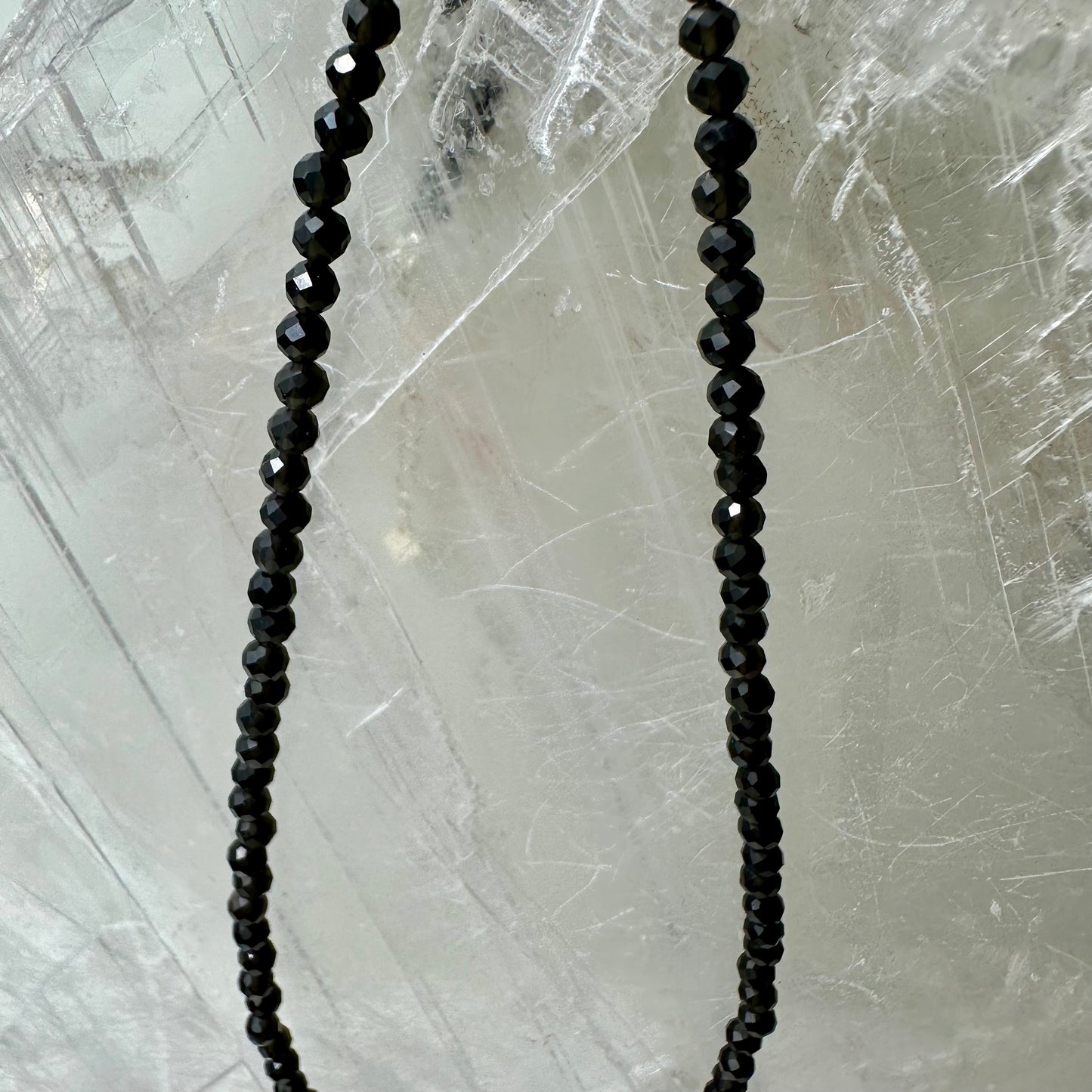 Sliver Sheen Obsidian Bead Necklace