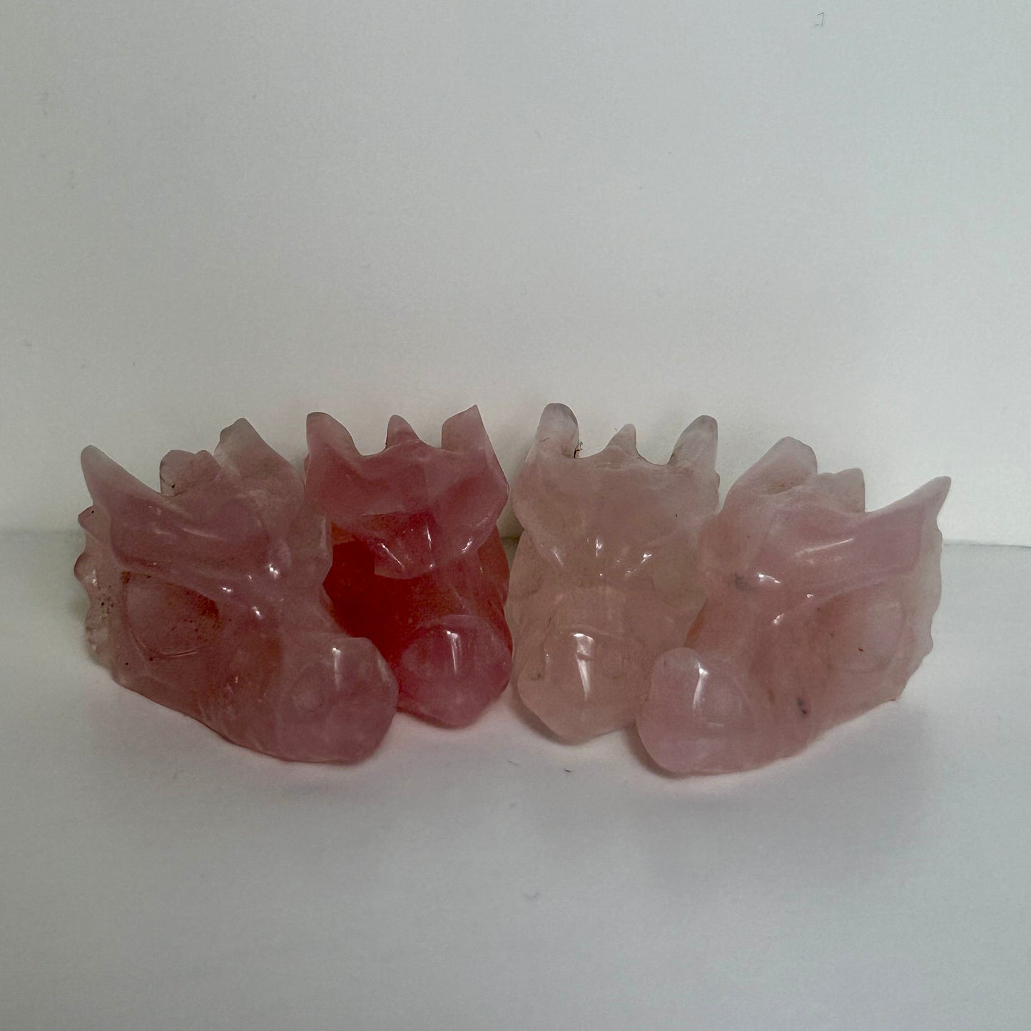 Mini Rose Quartz Dragon Heads