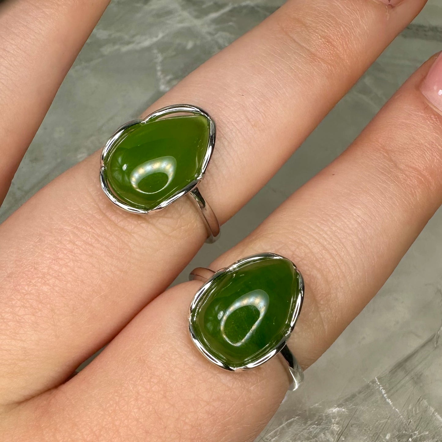 Green Jade Adjustable Rings