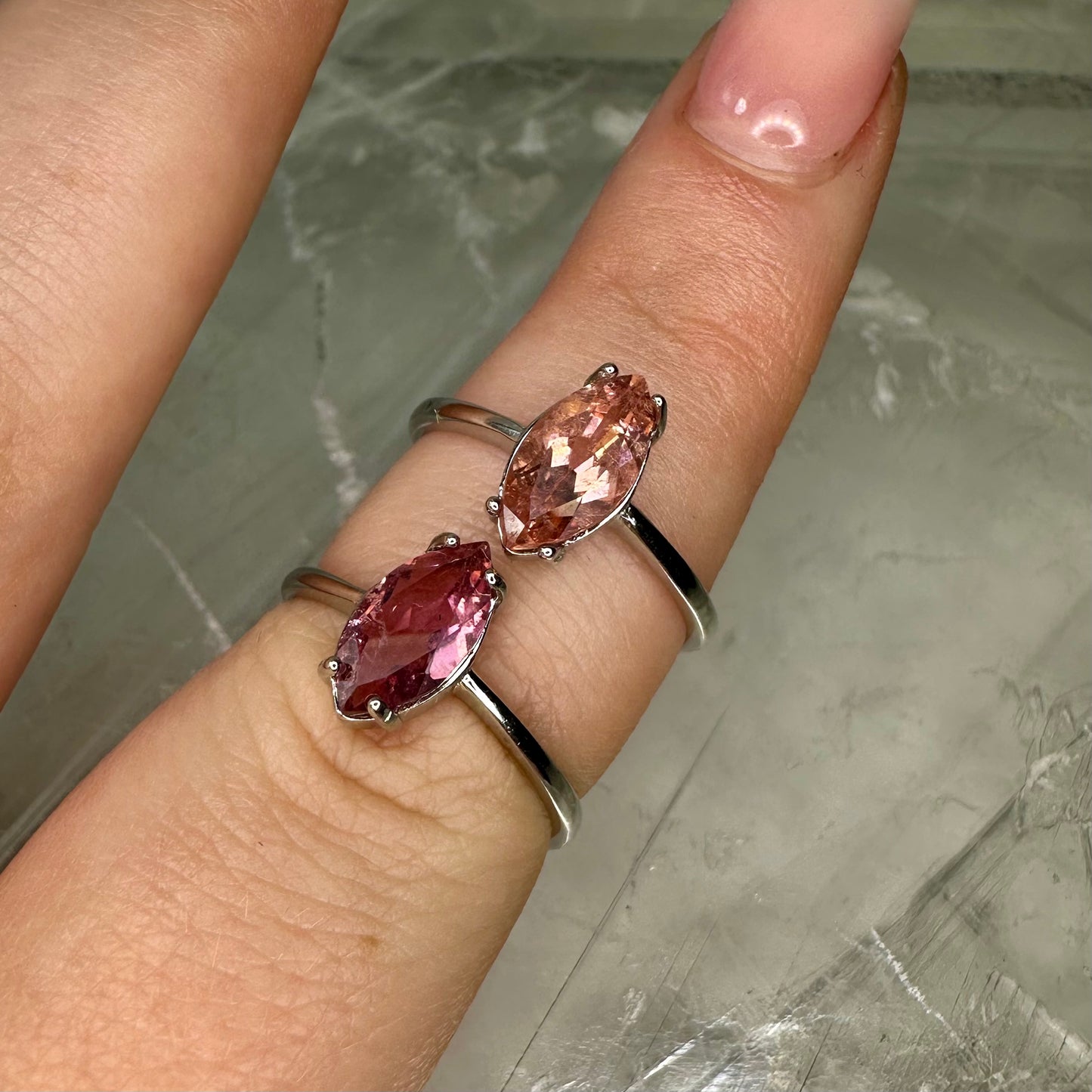 Pink Tourmaline Adjustable Rings