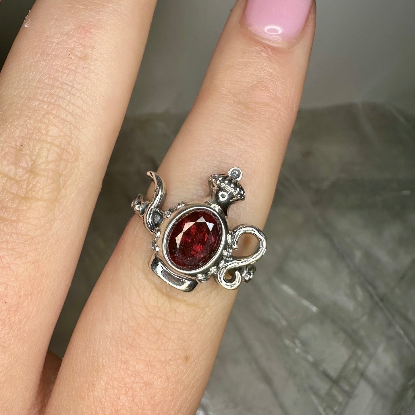 Garnet 925 Adjustable Ring