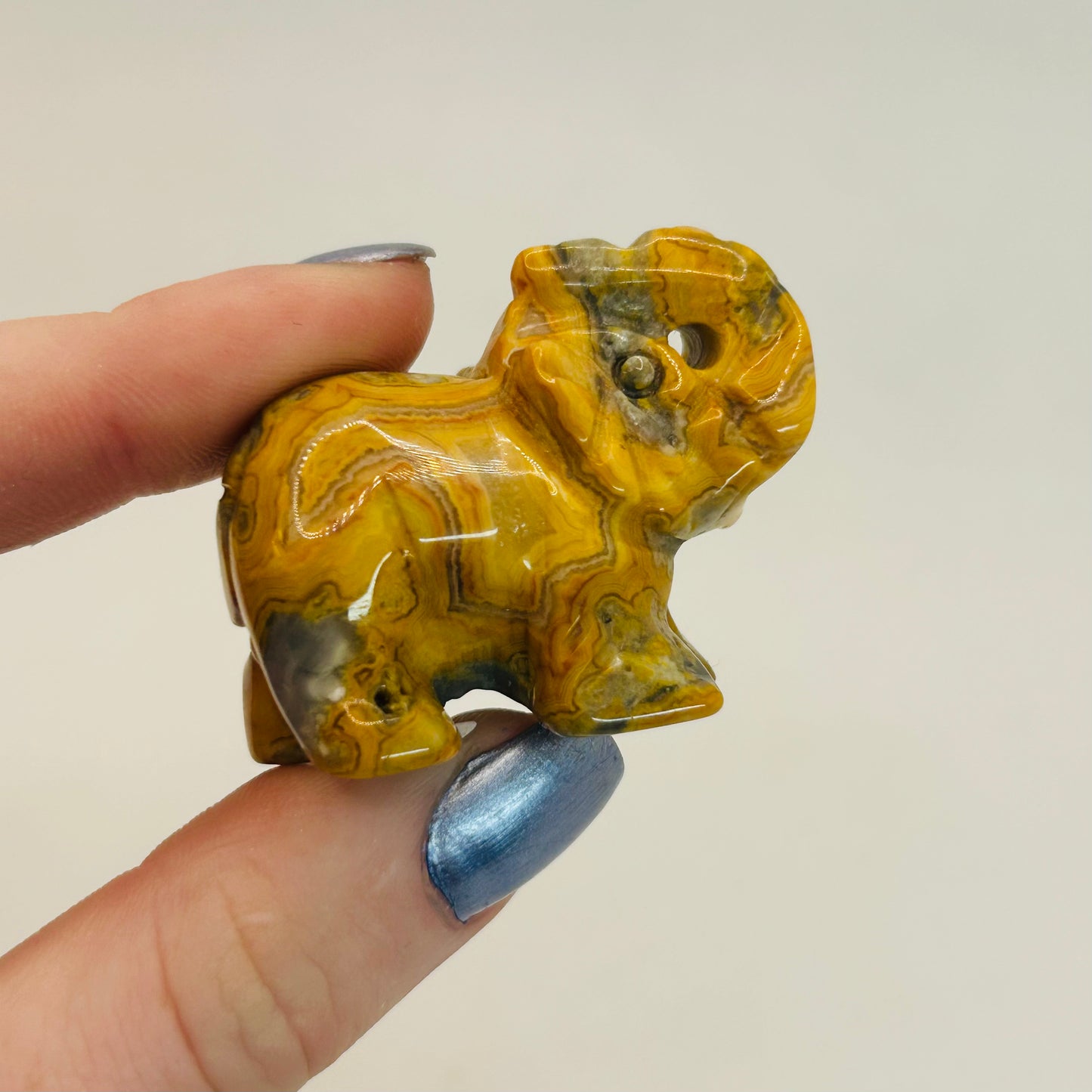 Crazy Lace Agate Elephant Carving