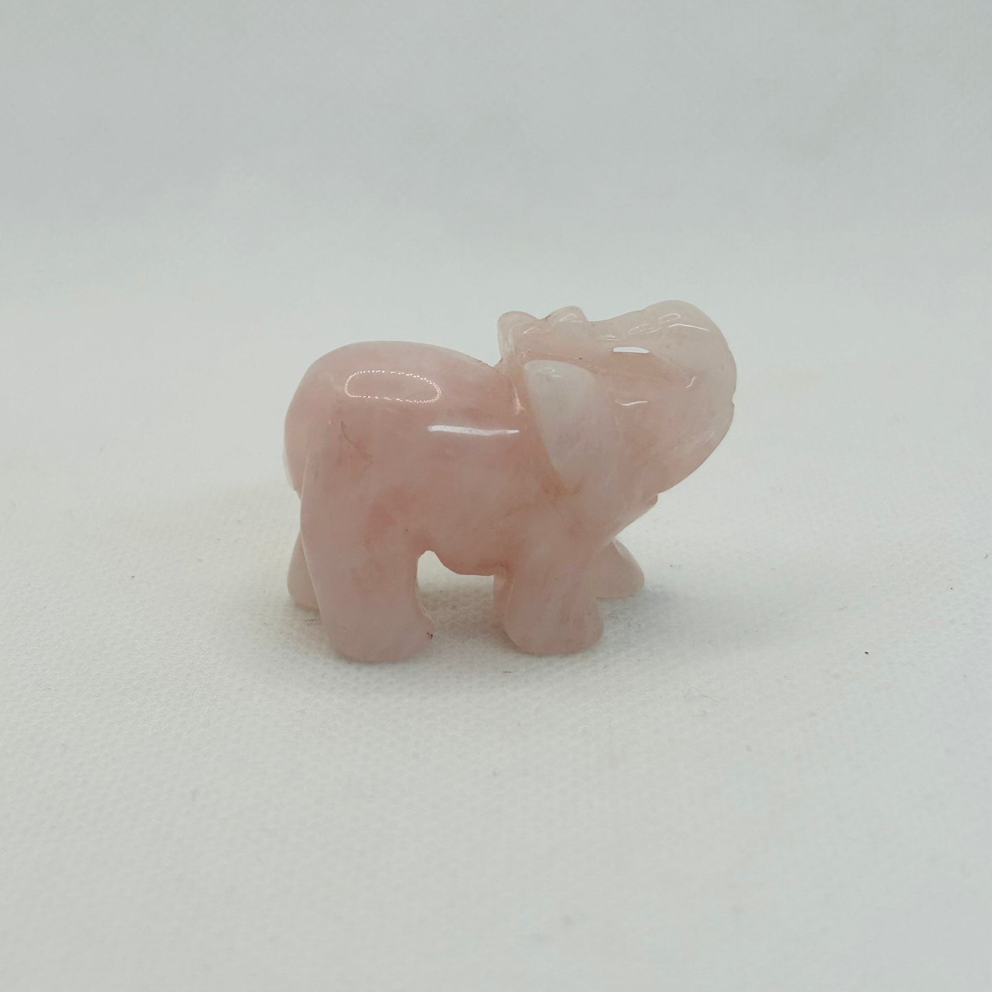 Rose Quartz Elephant Carving