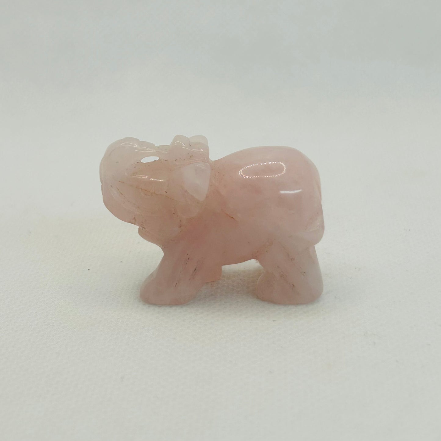 Rose Quartz Elephant Carving