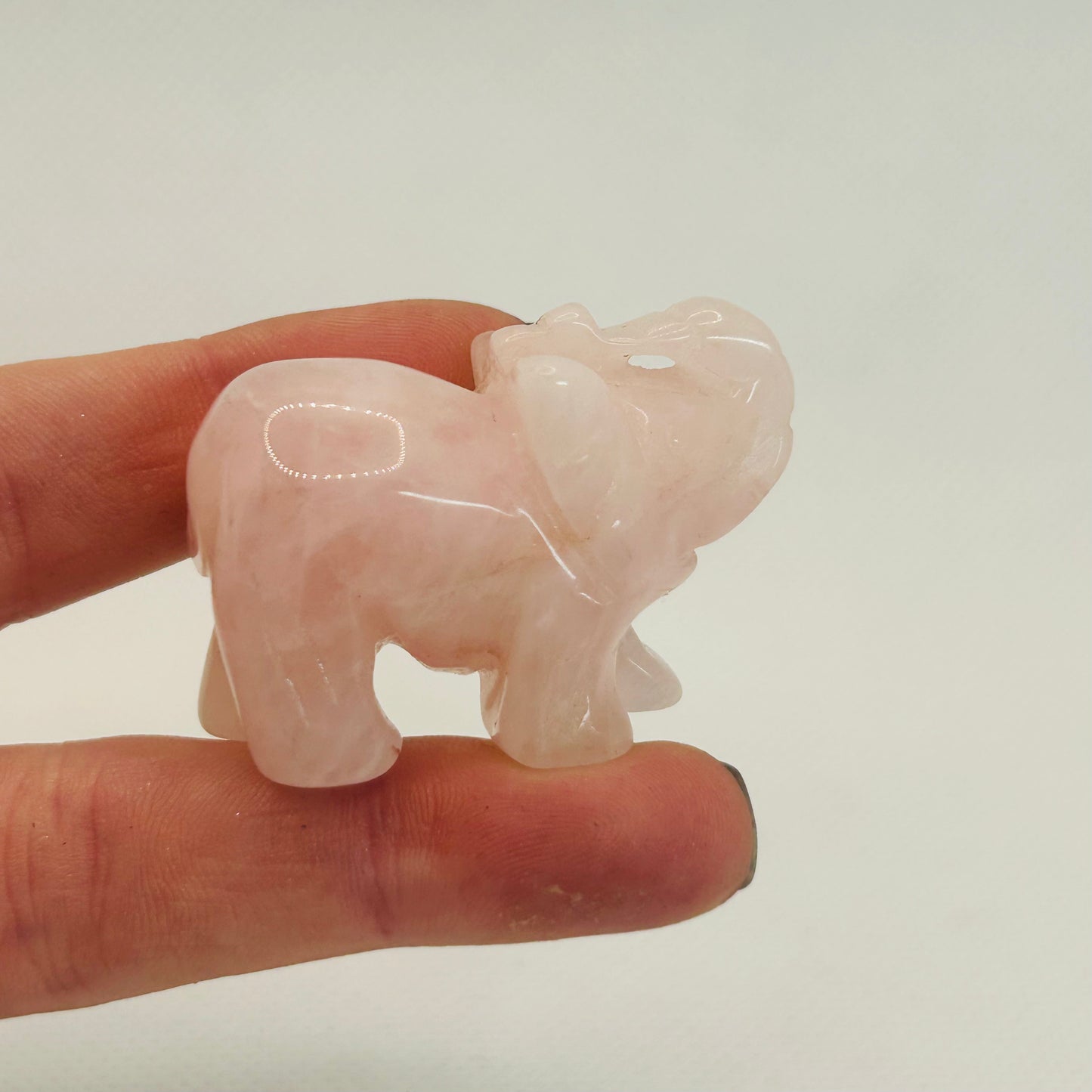Rose Quartz Elephant Carving