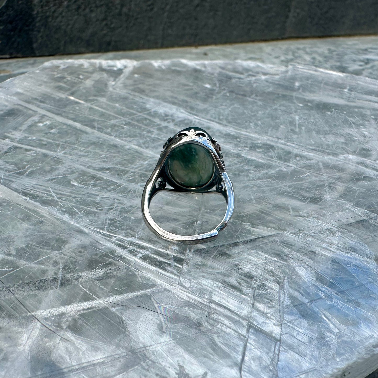 Adjustable Moss Agate 925 Rings