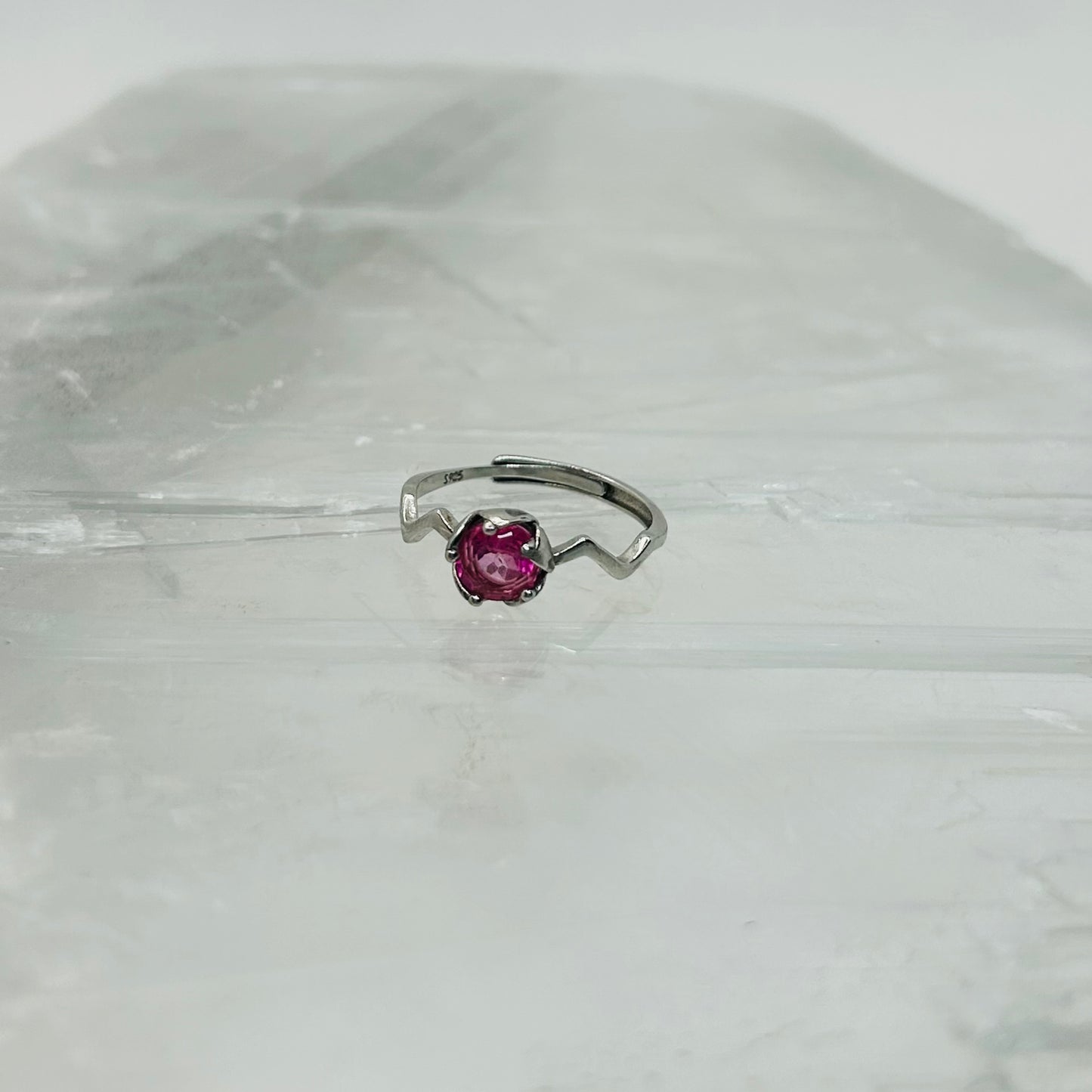 925 Pink Topaz Adjustable Ring