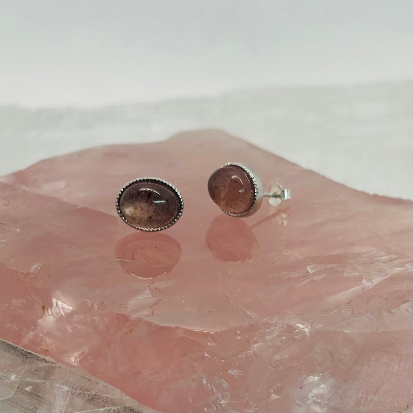 Strawberry Quartz S925 Stud Earrings