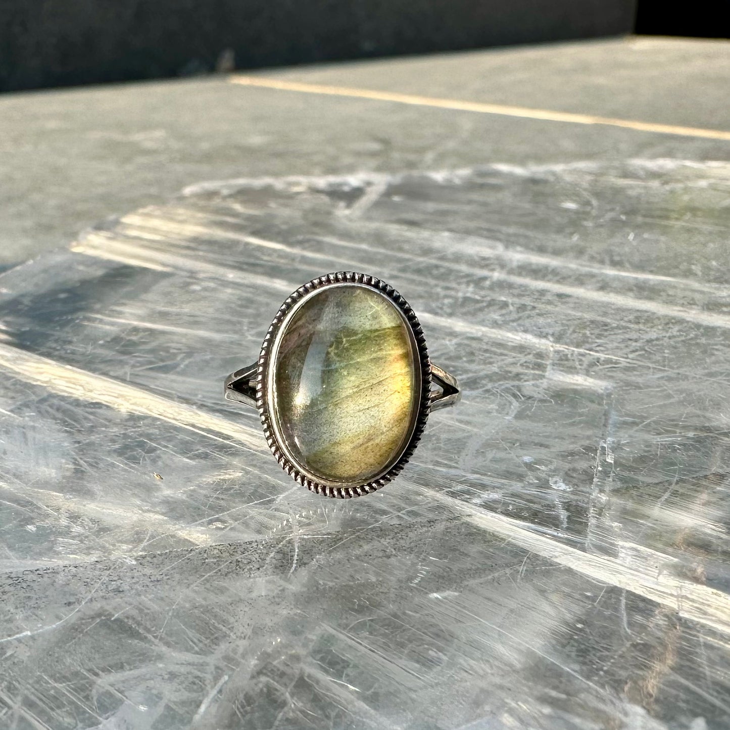 Adjustable Labradorite 925 Ring