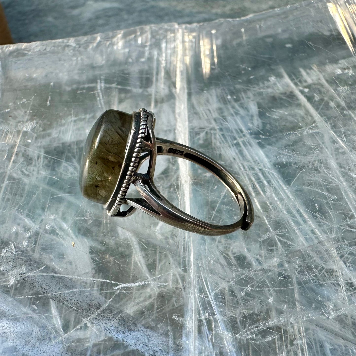 Adjustable Labradorite 925 Ring