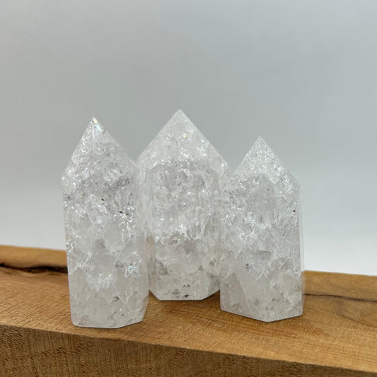 Crackled Clear Quartz Crystal Tower