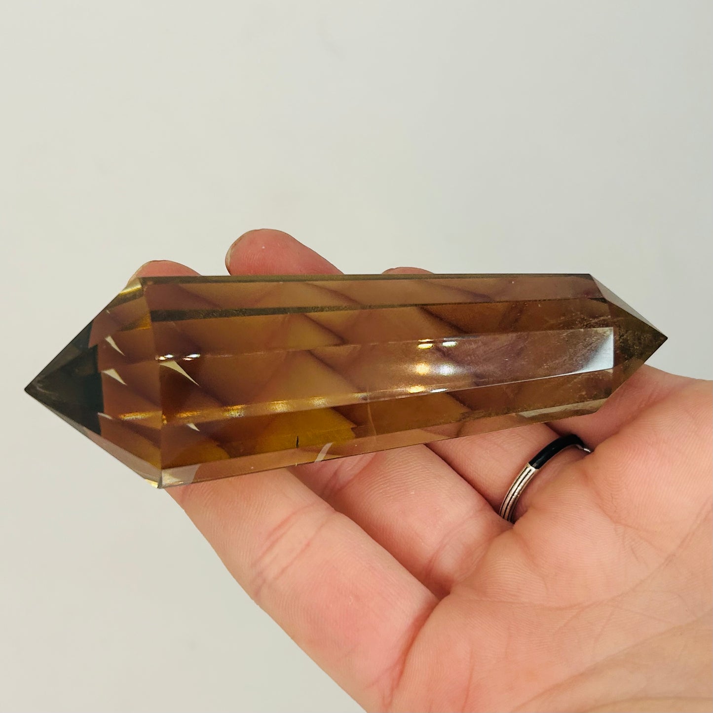 Faceted Smokey Quartz Double Point