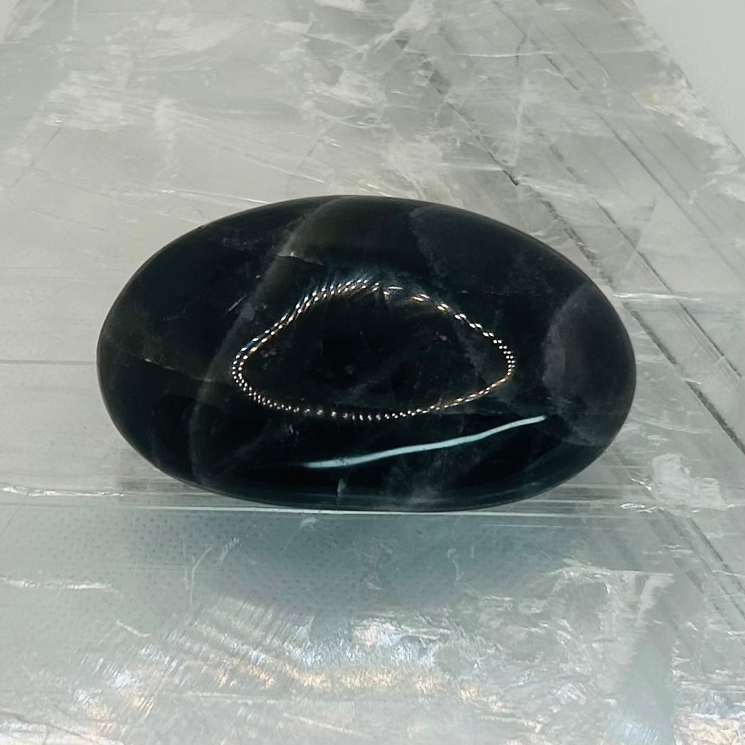 Black Rose Quartz Palm Stone