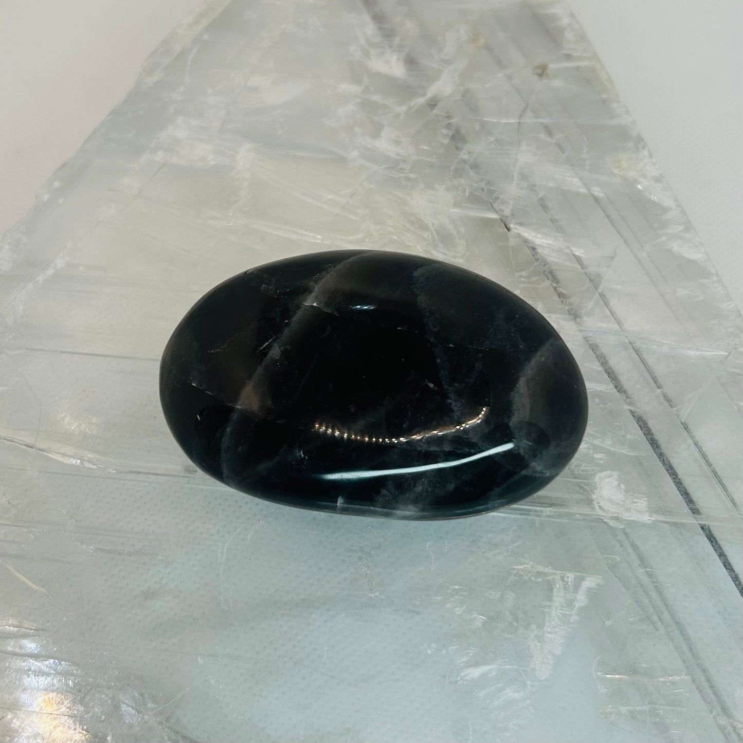 Black Rose Quartz Palm Stone