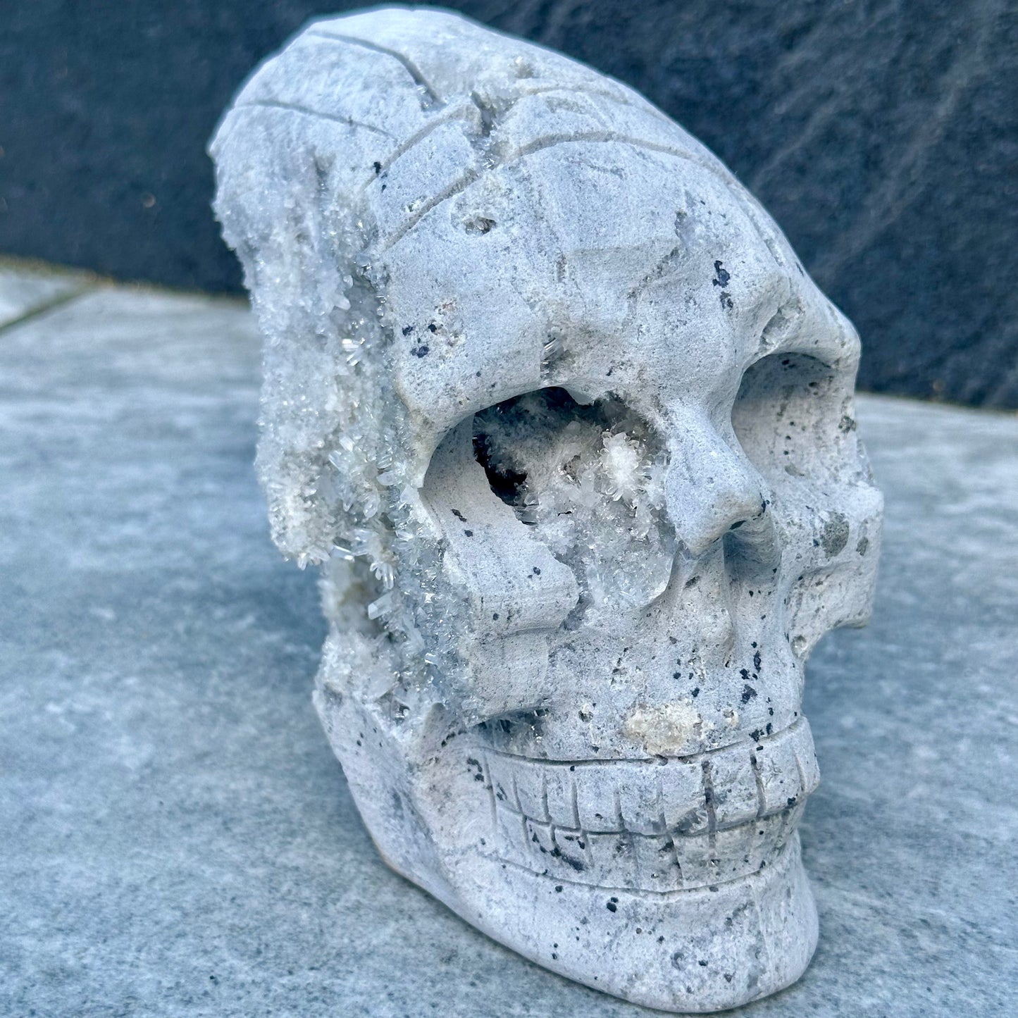 Sugar Quartz Skull Carving