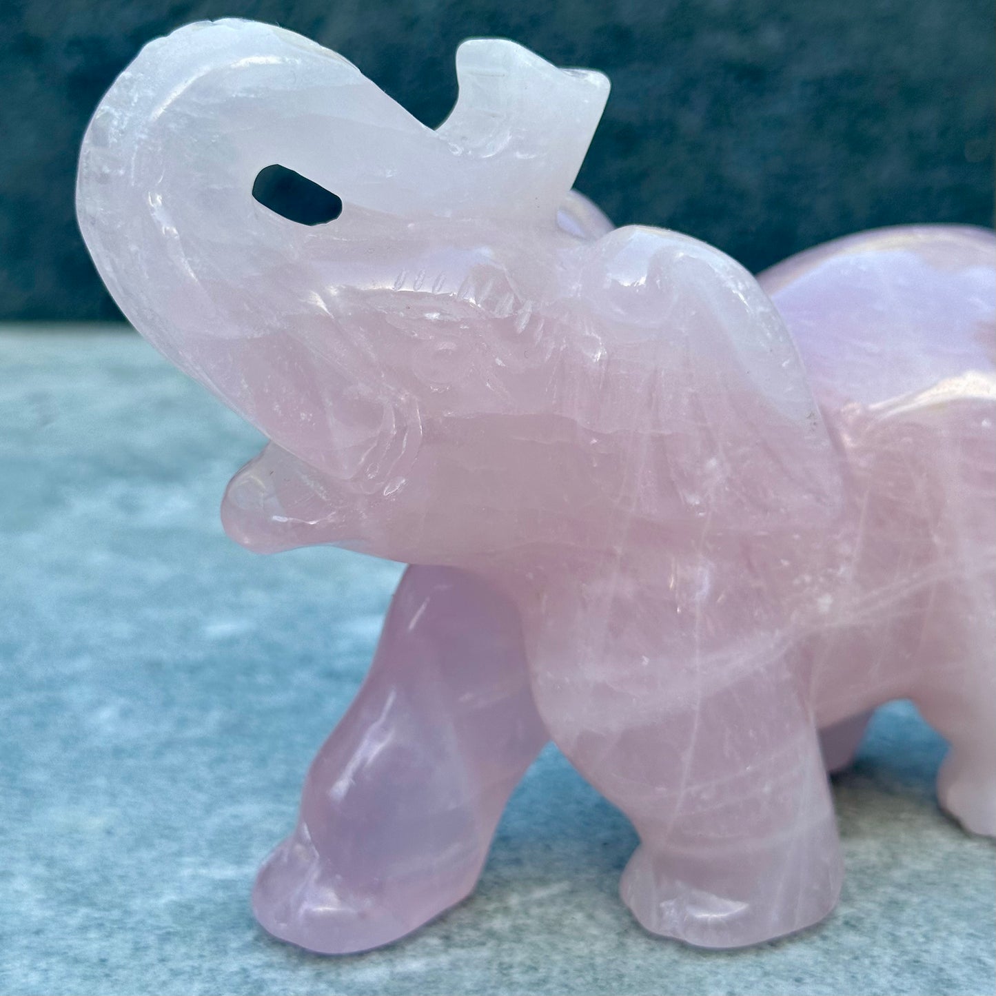 High Grade Star Rose Quartz Elephant Carving