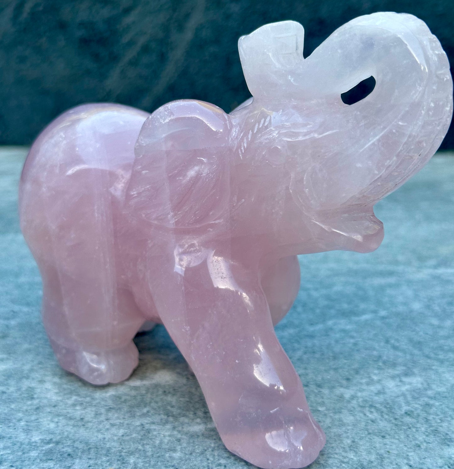 High Grade Star Rose Quartz Elephant Carving